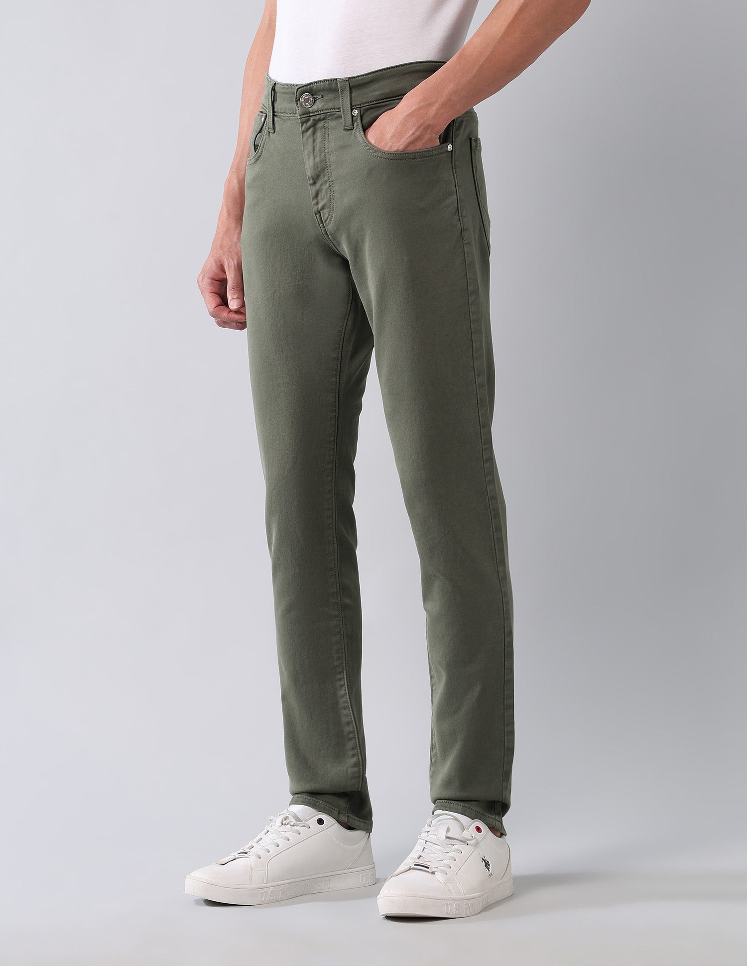 Brandon Slim Tapered Fit Green Jeans Dark Green - U.S. Polo Assn. India | Large
