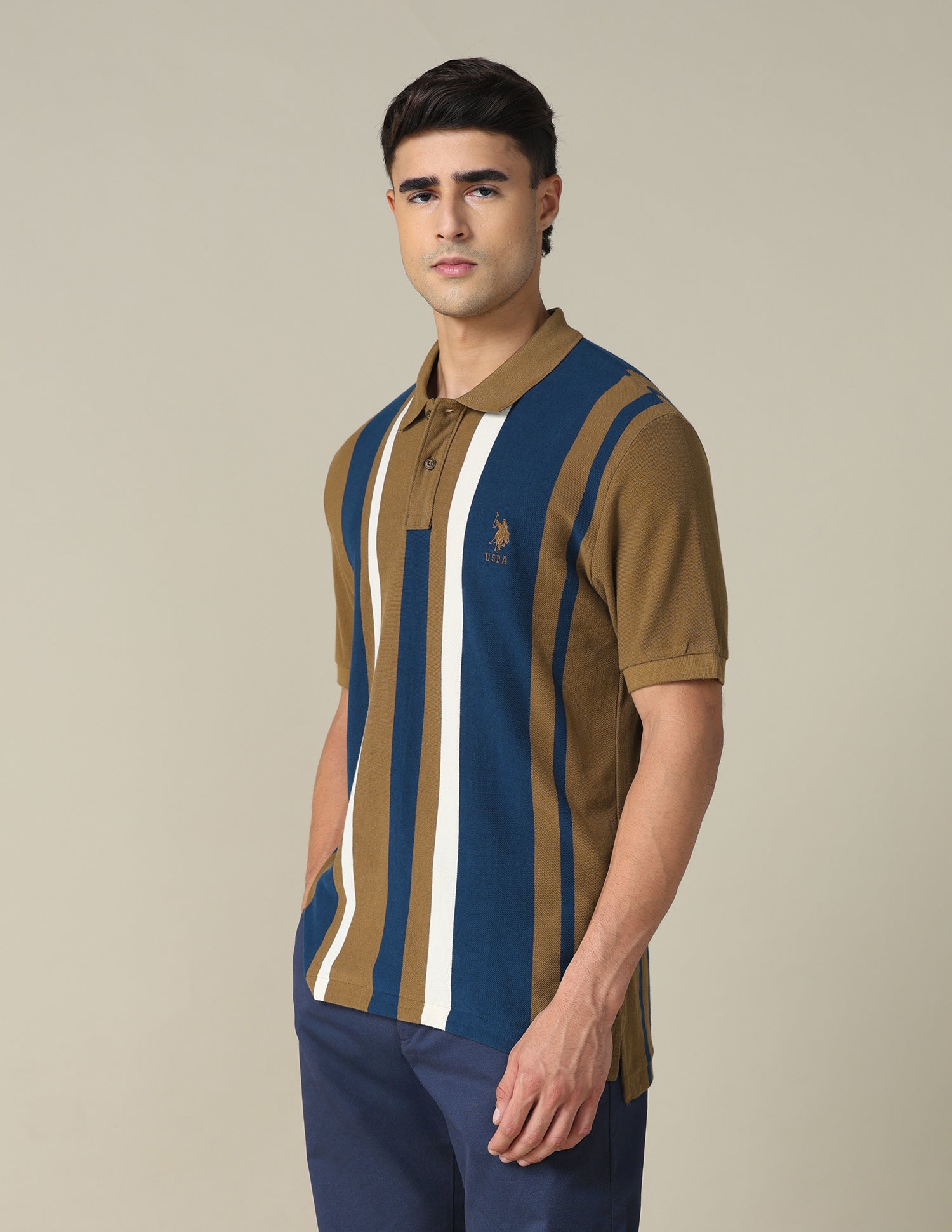 Vertical Striped Regular Fit Polo Shirt Blue - U.S. POLO ASSN. | Large