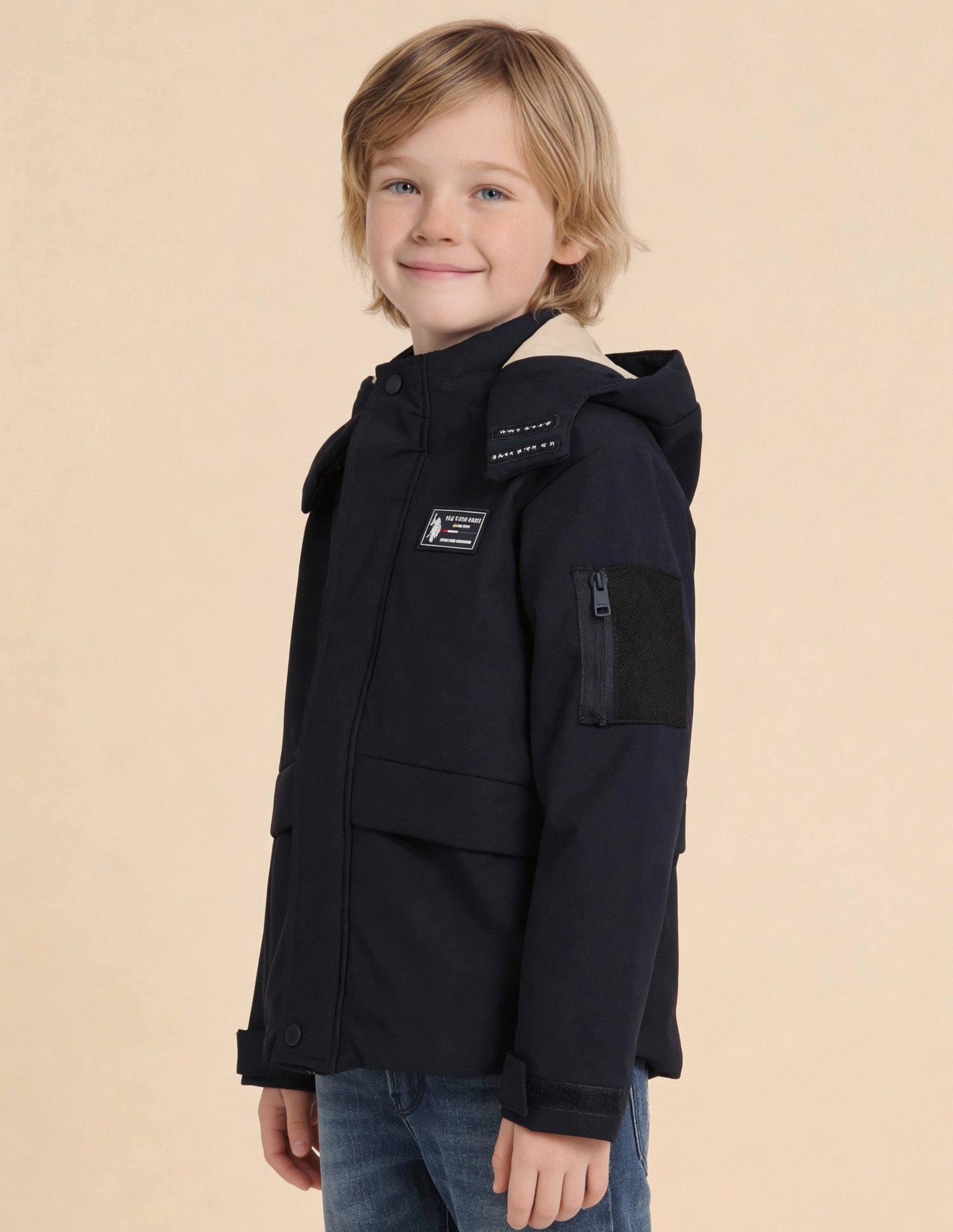 Boys Detachable Puffer Jacket Navy - U.S. Polo Assn. India | Large
