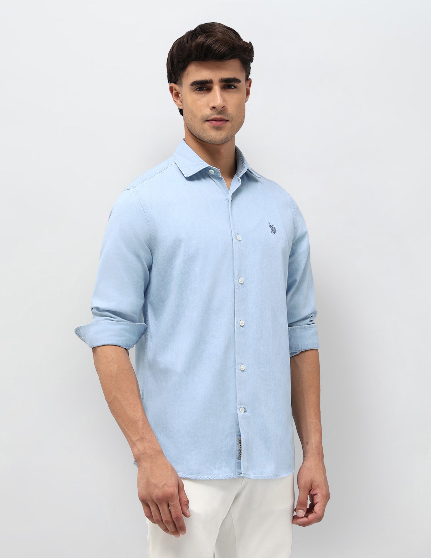 Solid Twill Shirt Light Indigo - U.S. POLO ASSN. | Large