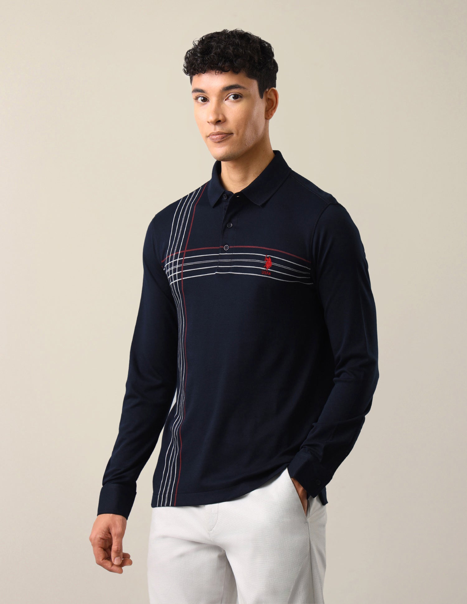Solid Slim Fit Polo Shirt Navy - U.S. Polo Assn. India | Large