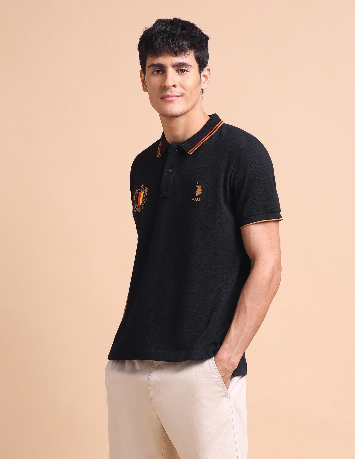 Slim Fit Iconic Number Polo Shirt Black - U.S. POLO ASSN. | Large