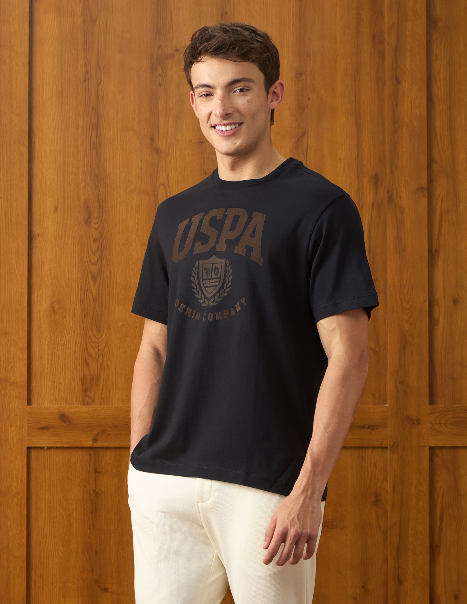 Brand Printed Relaxed Fit T-Shirt Black - U.S. Polo Assn. India | Large