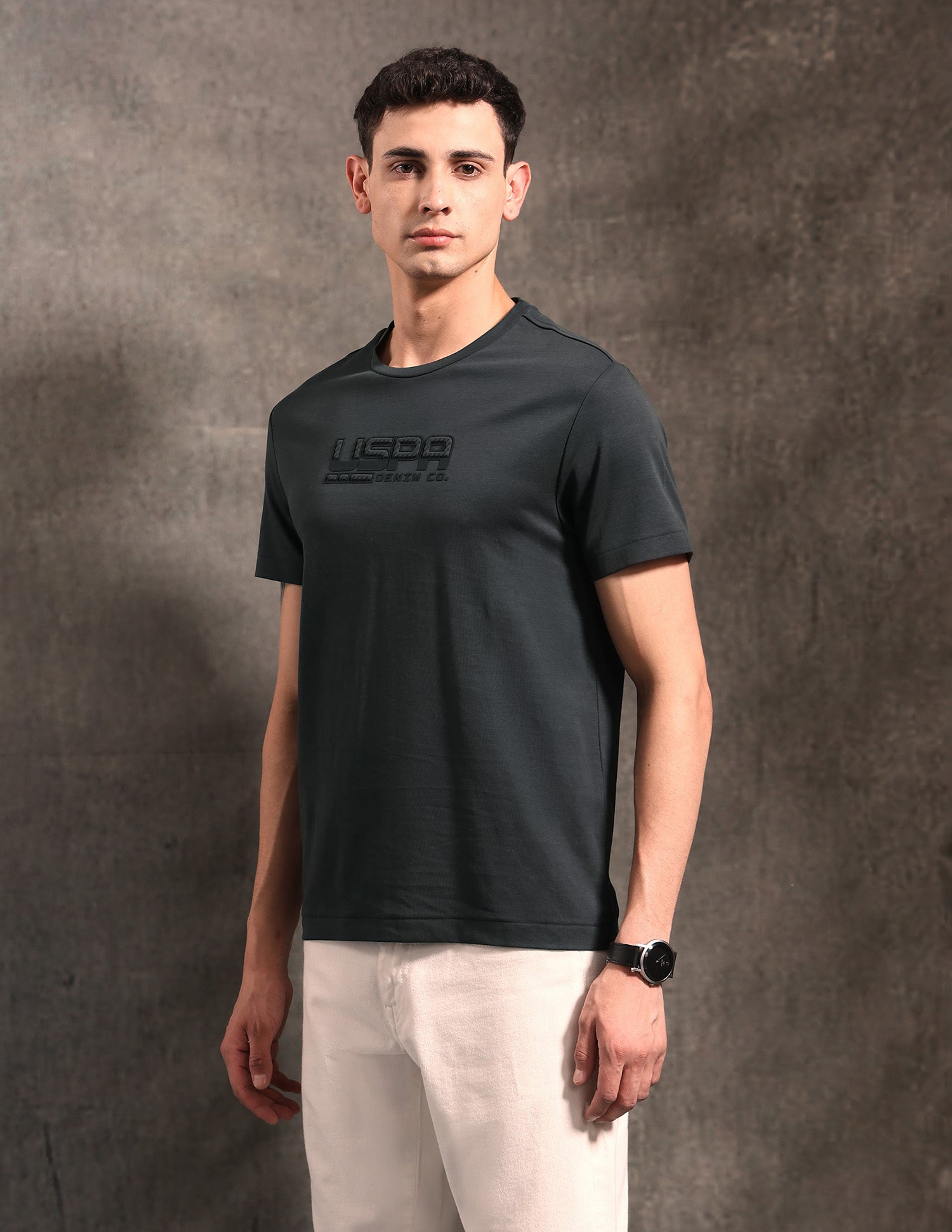 Brand Embossed Black & Gold T-Shirt Dark Grey - U.S. POLO ASSN. | Large