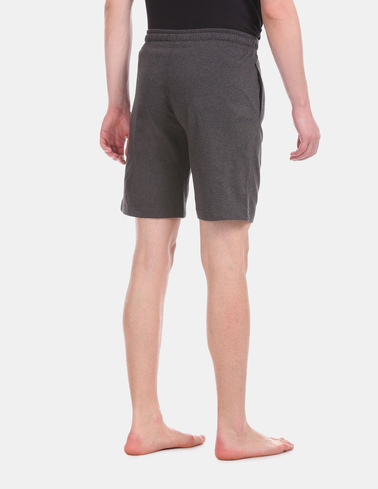 Men Charcoal I670 Comfort Fit Solid Cotton Polyester Shorts Pack of 1 Anthra Melange - U.S. Polo Assn. India | Large