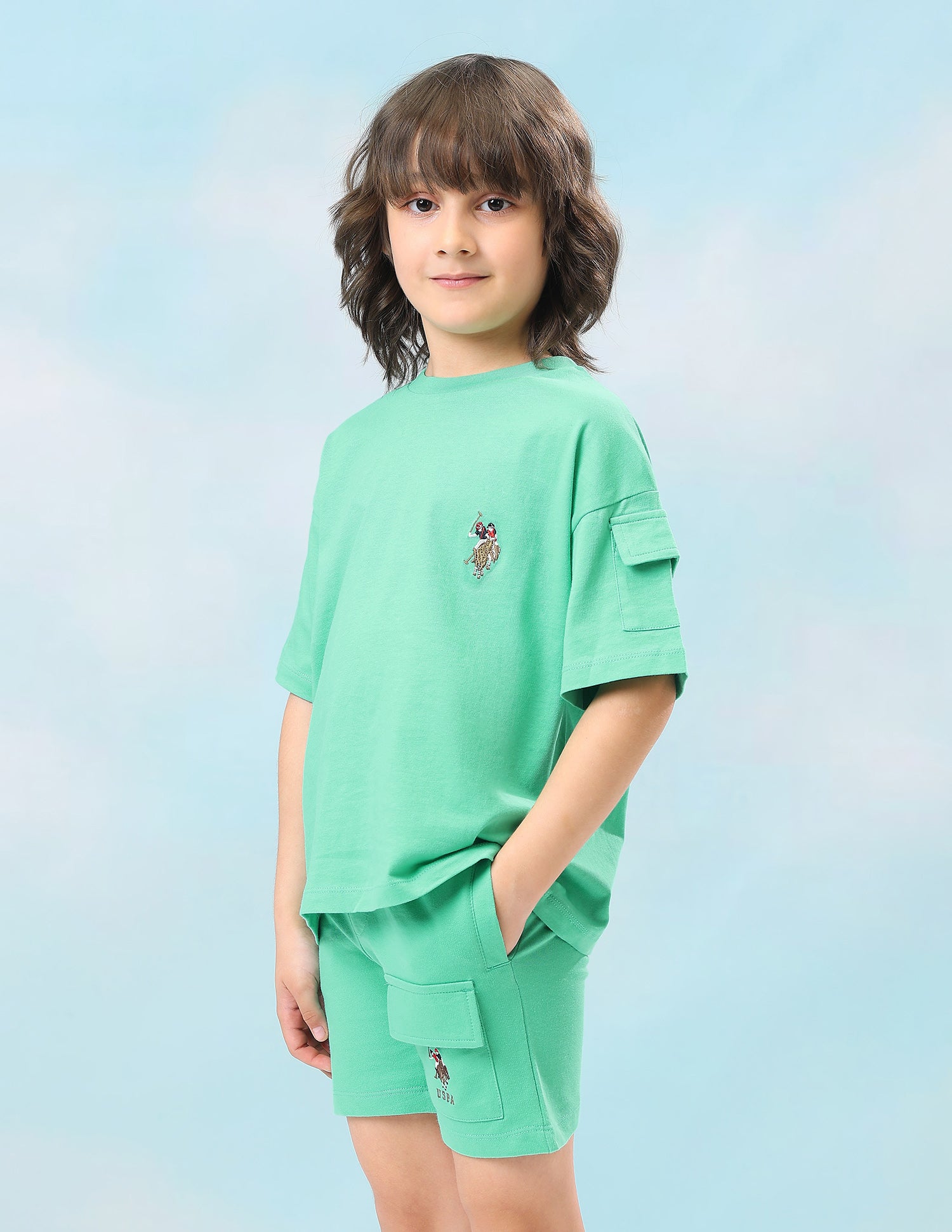 Solid Oversized Fit T-Shirt Light Green - U.S. Polo Assn. India | Large