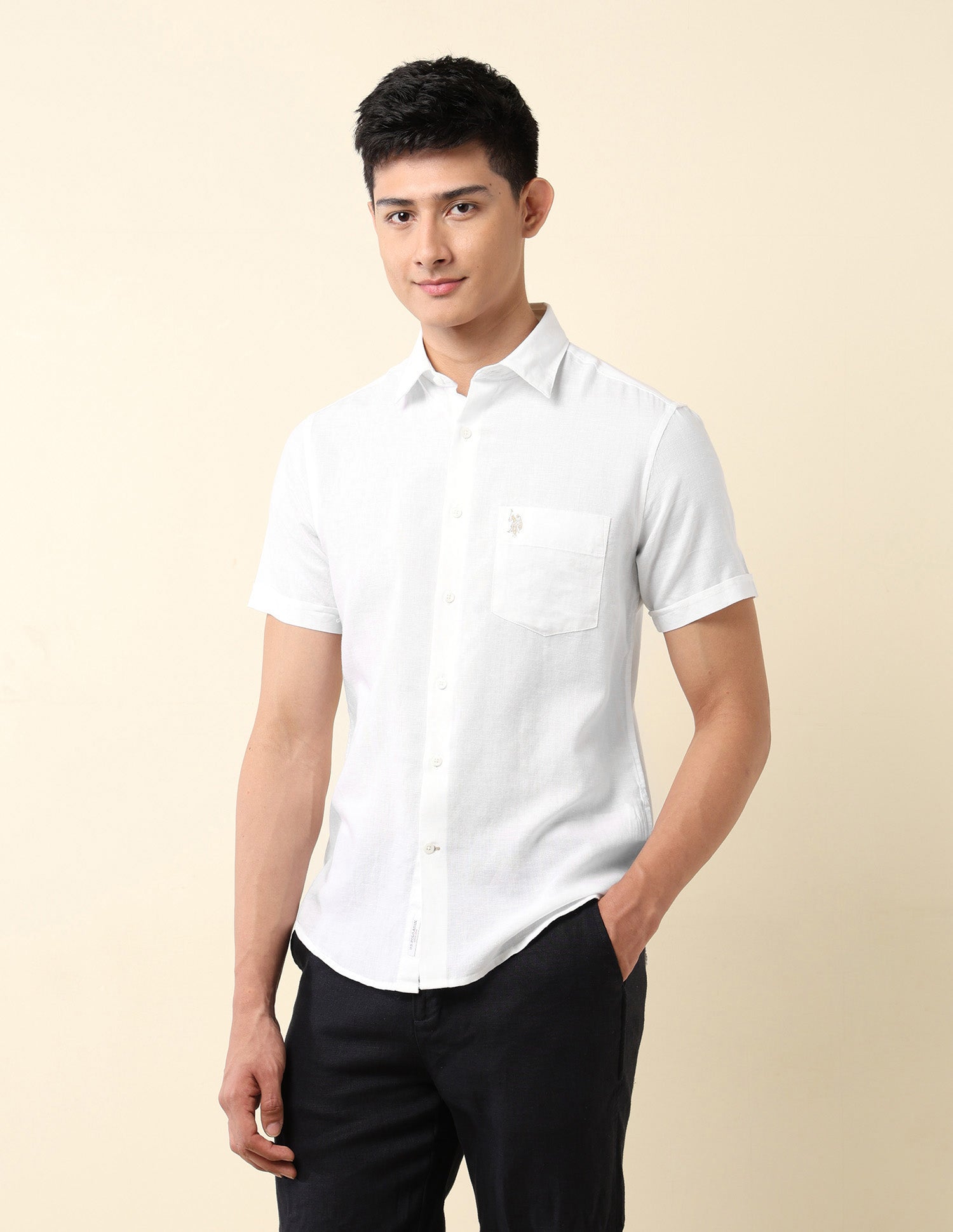 Tailored Fit Solid Shirt White - U.S. Polo Assn. India | Large
