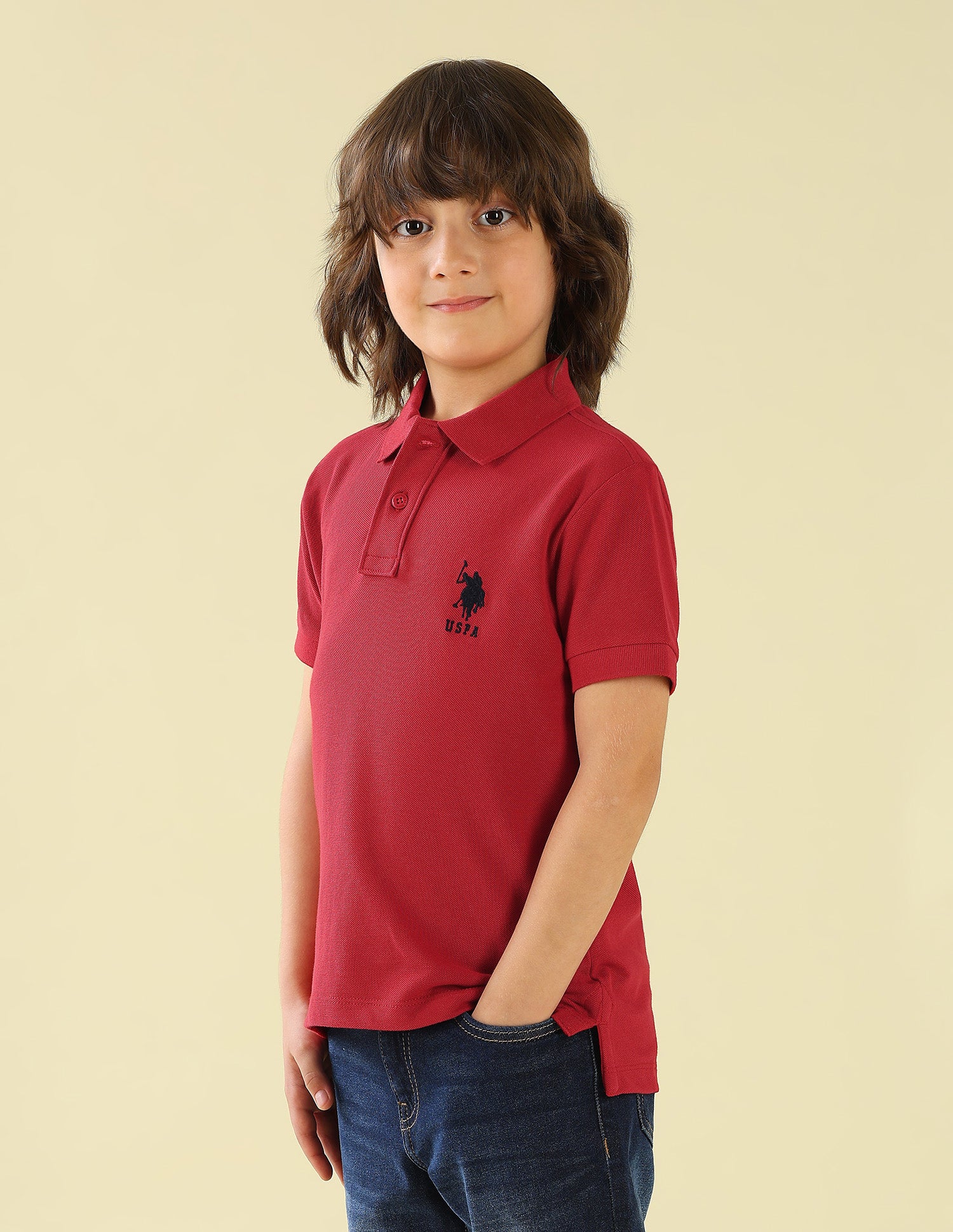 Solid Regular Fit Polo Shirt Burgundy - U.S. Polo Assn. India | Large
