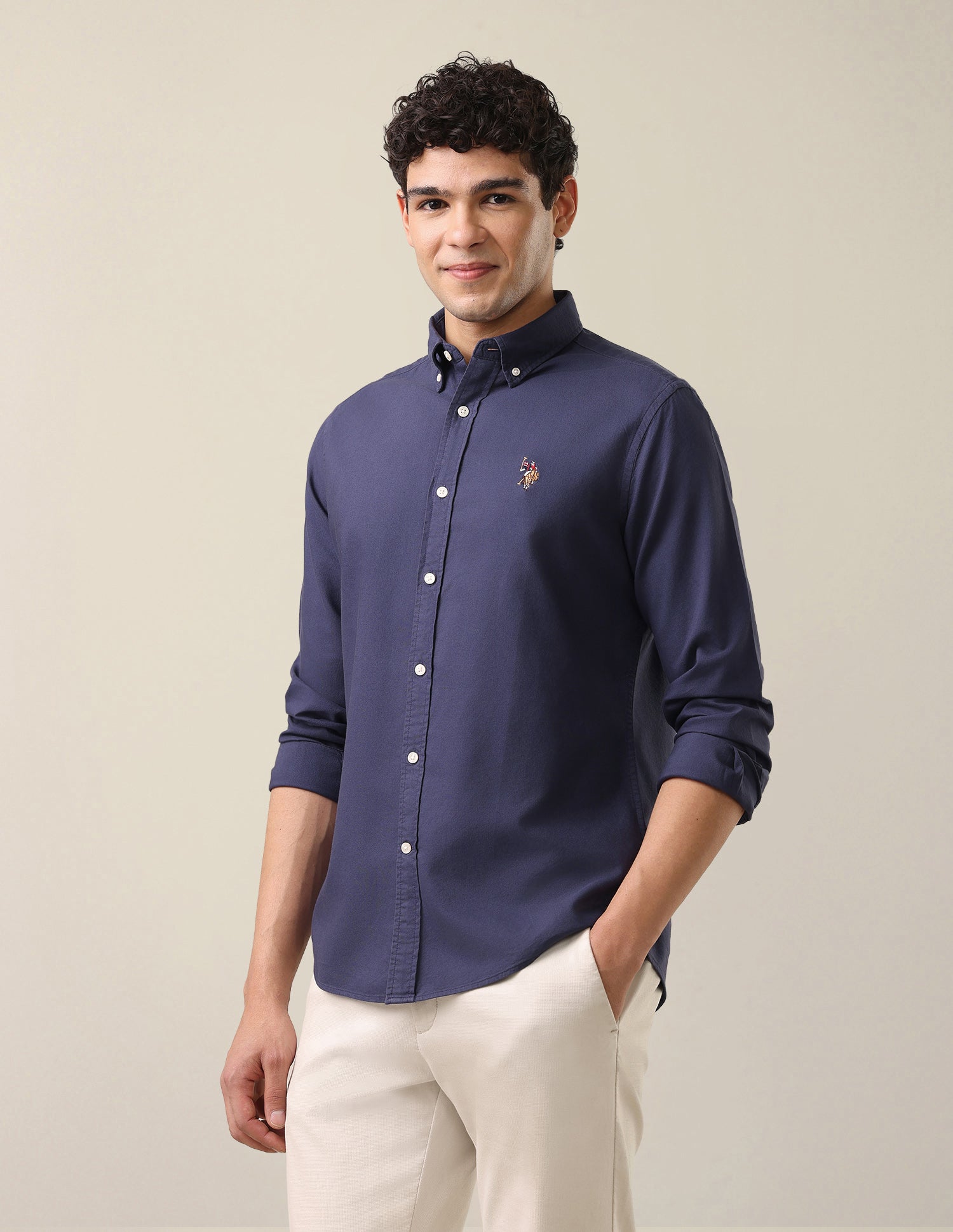 Oxford Tailored Fit Button-Down Collar Shirt Purple - U.S. Polo Assn. India | Large