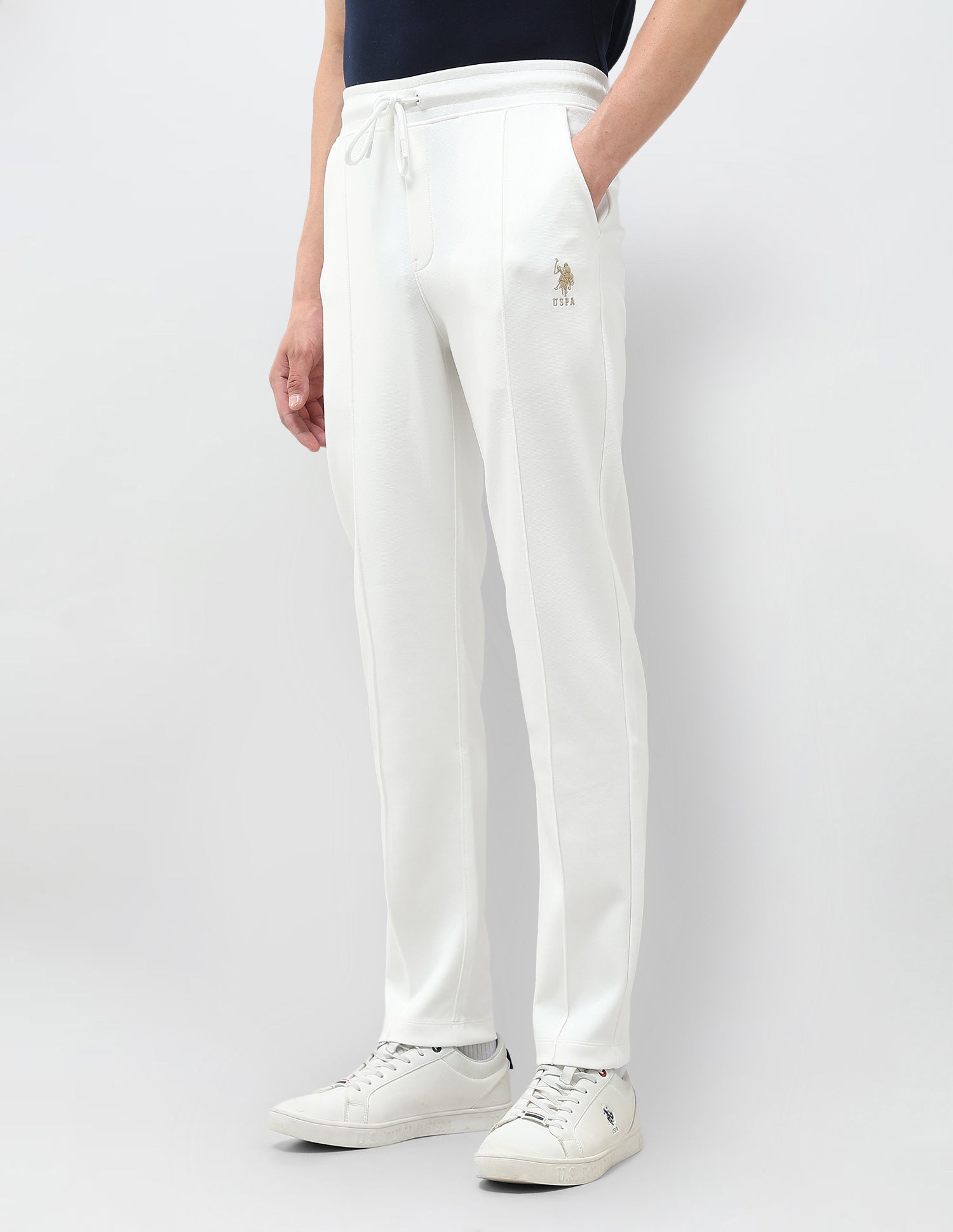 Mid Rise Solid Track Pants Off White - U.S. Polo Assn. India | Large
