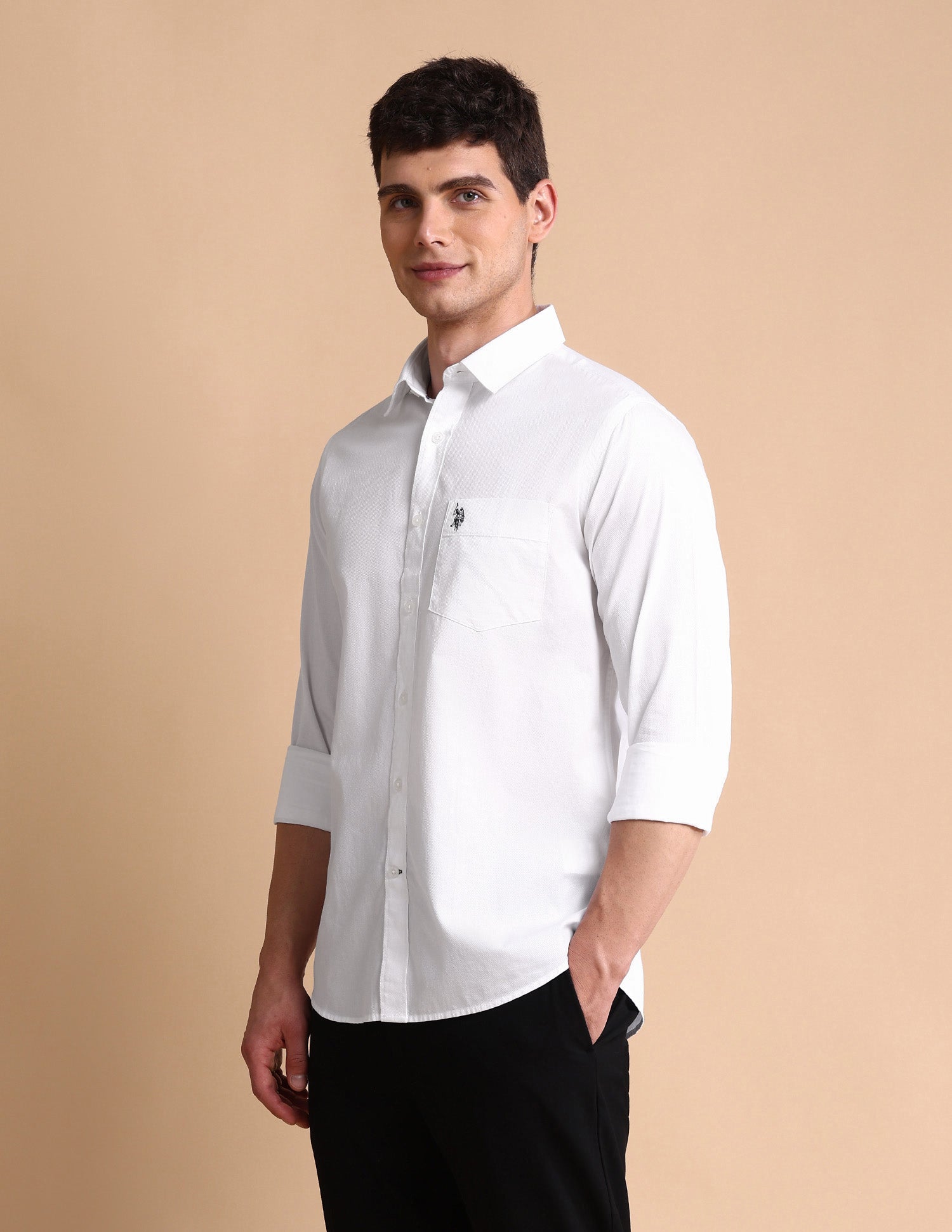 Pure Cotton Tailored Fit Shirt White - U.S. POLO ASSN. | Large