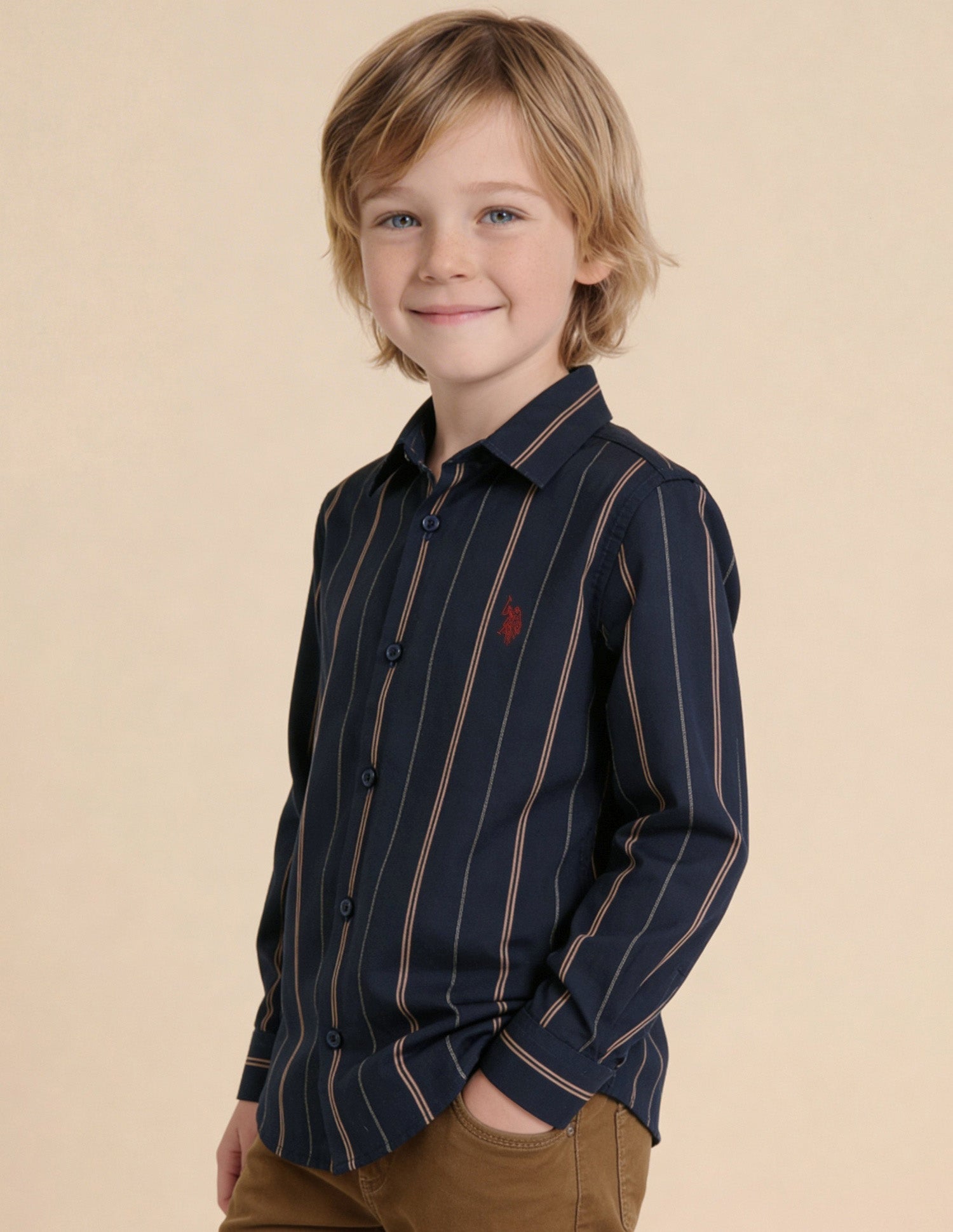 Vertical Striped Regular Fit Shirt Navy - U.S. Polo Assn. India | Large