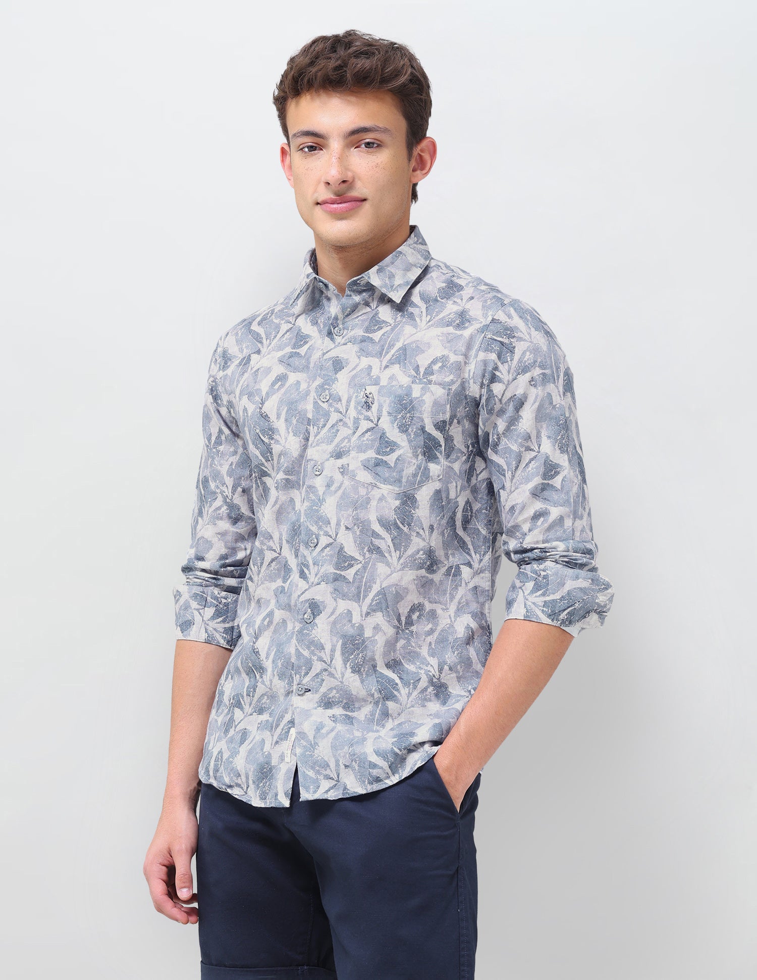 Tropical Printed Regular Fit Shirt Dark Navy - U.S. Polo Assn. India | Large