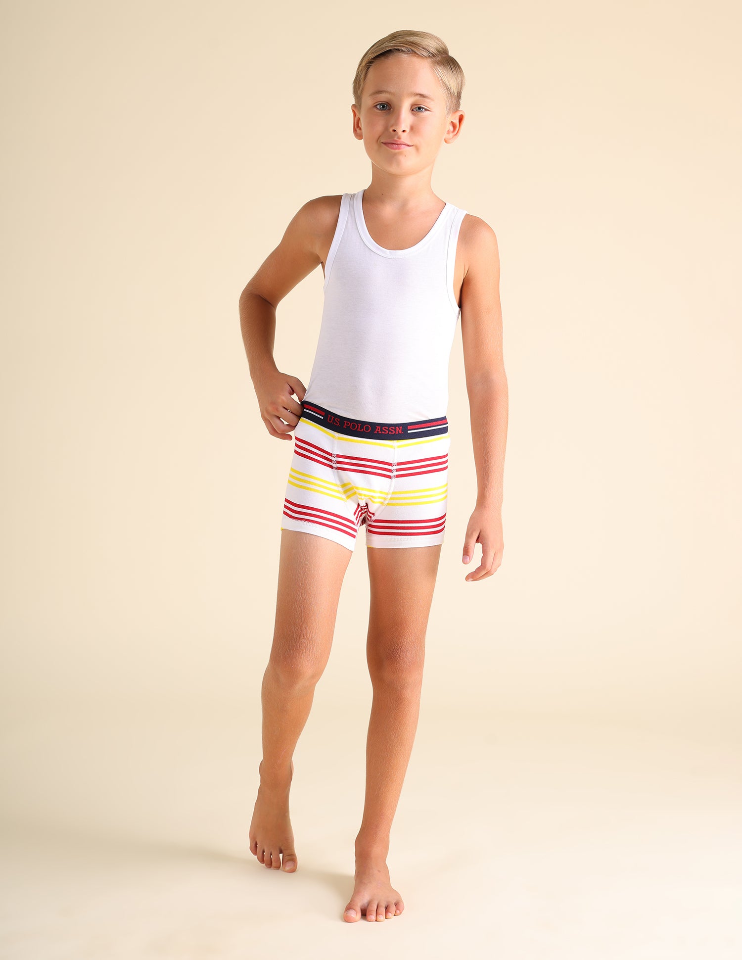 Mid Rise Cotton Spandex EKT02 Trunks - Pack Of 2 Red and White - U.S. POLO ASSN. | Large