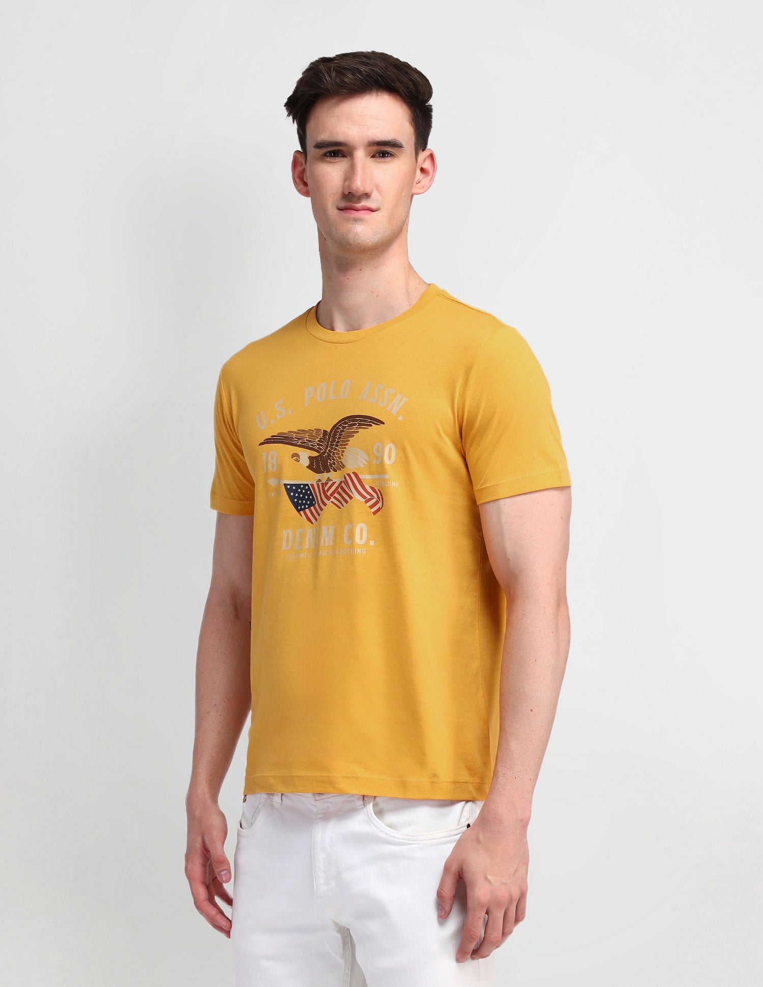 Round Neck Graphic Print T-Shirt Appricot - U.S. Polo Assn. India | Large
