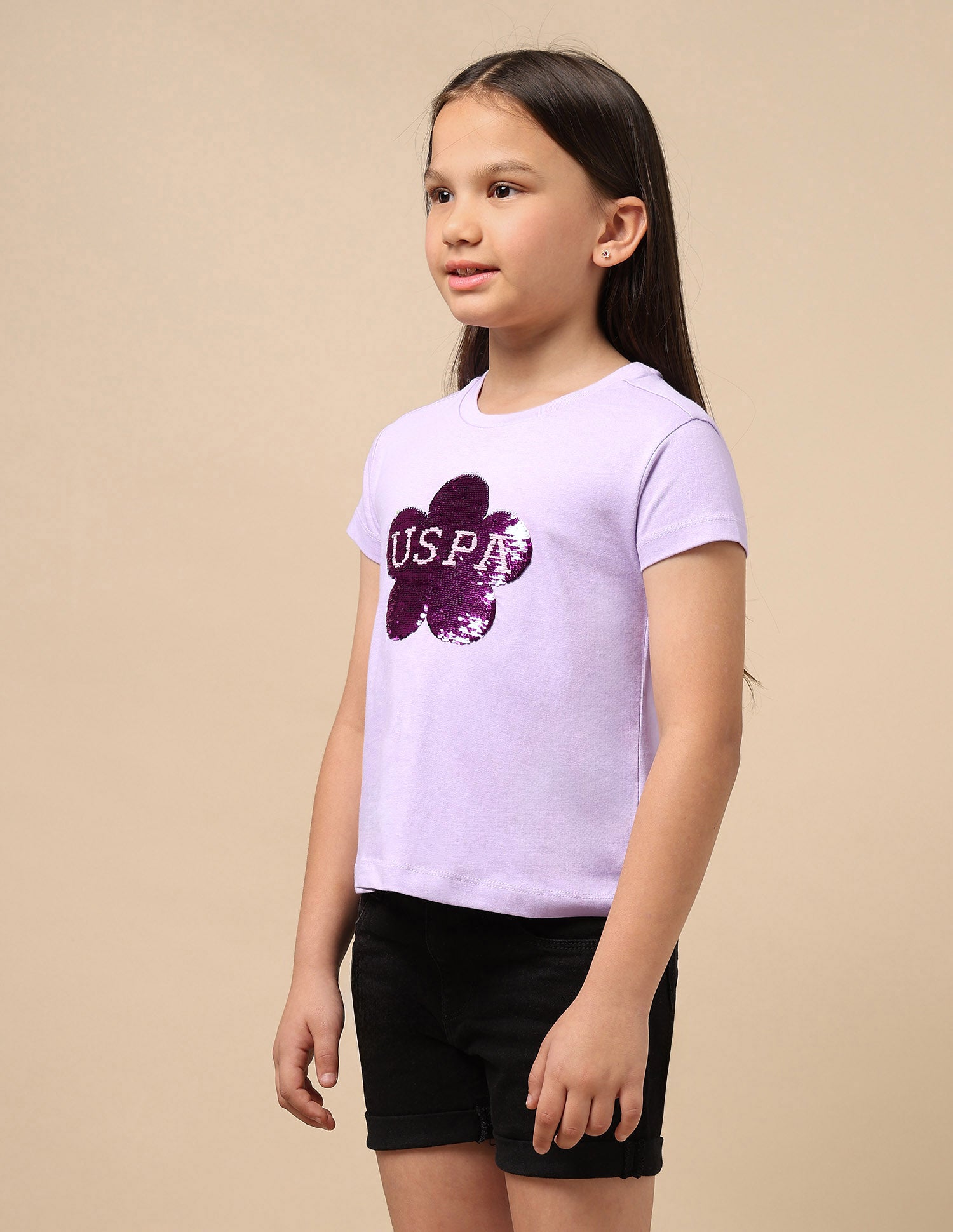 Girls Flip Sequin T-Shirt Purple - U.S. POLO ASSN. | Large