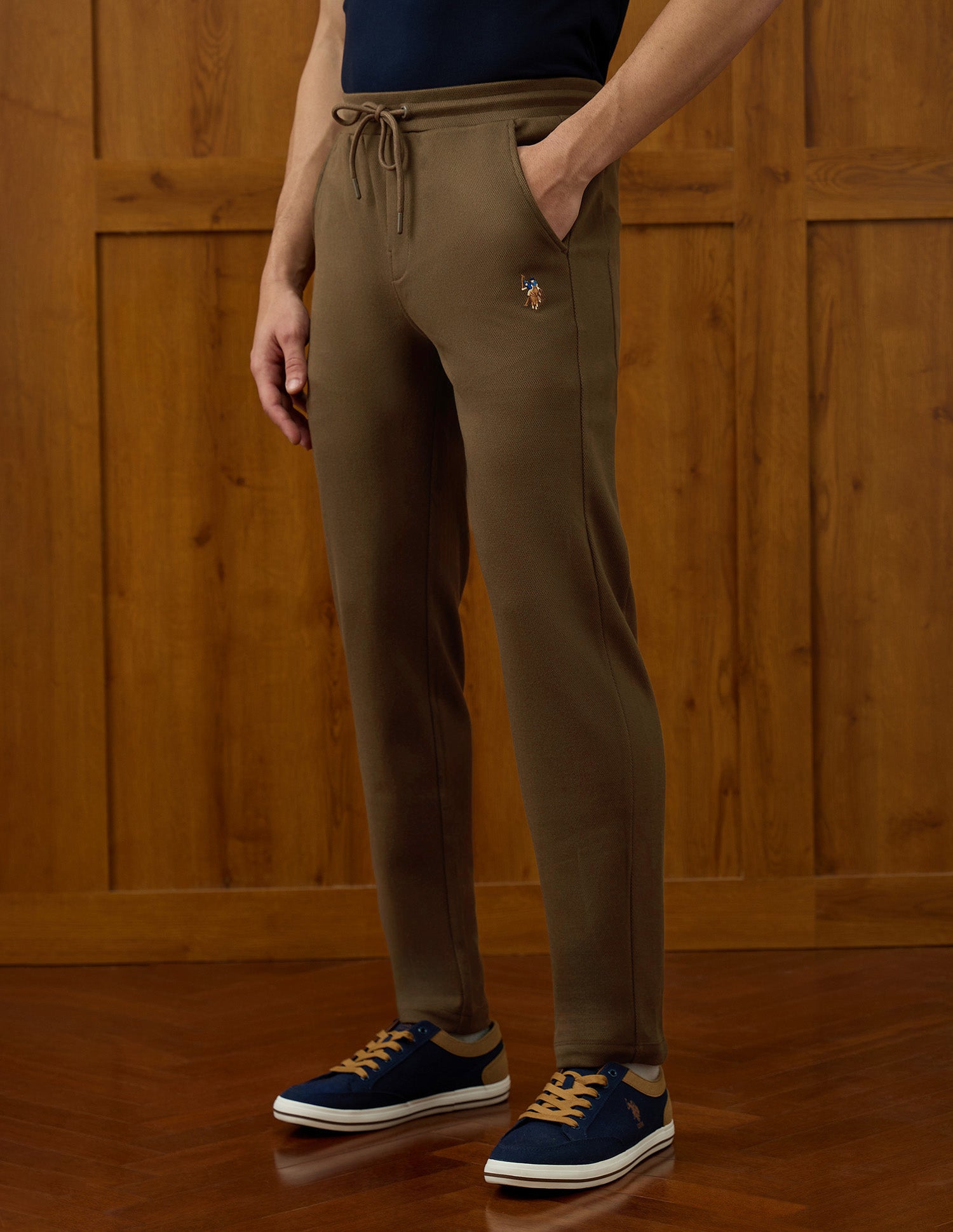 Textured Equestrian Aisle Theater Track Pants Dark Brown - U.S. POLO ASSN. | Large