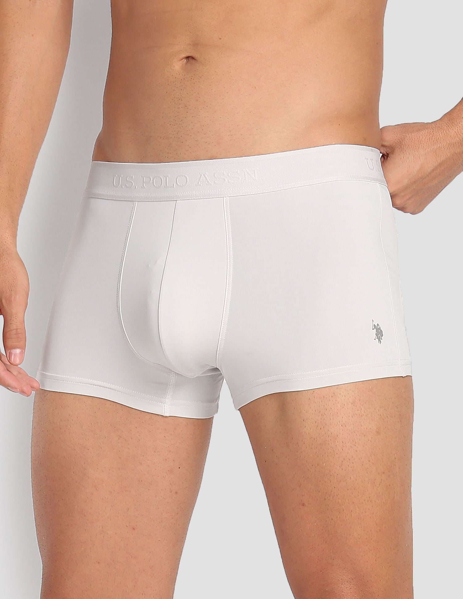 Nylon Stretch Moisture Wicking AT001 Active Trunks - Pack Of 1 Oyster Mushroom - U.S. POLO ASSN. | Large