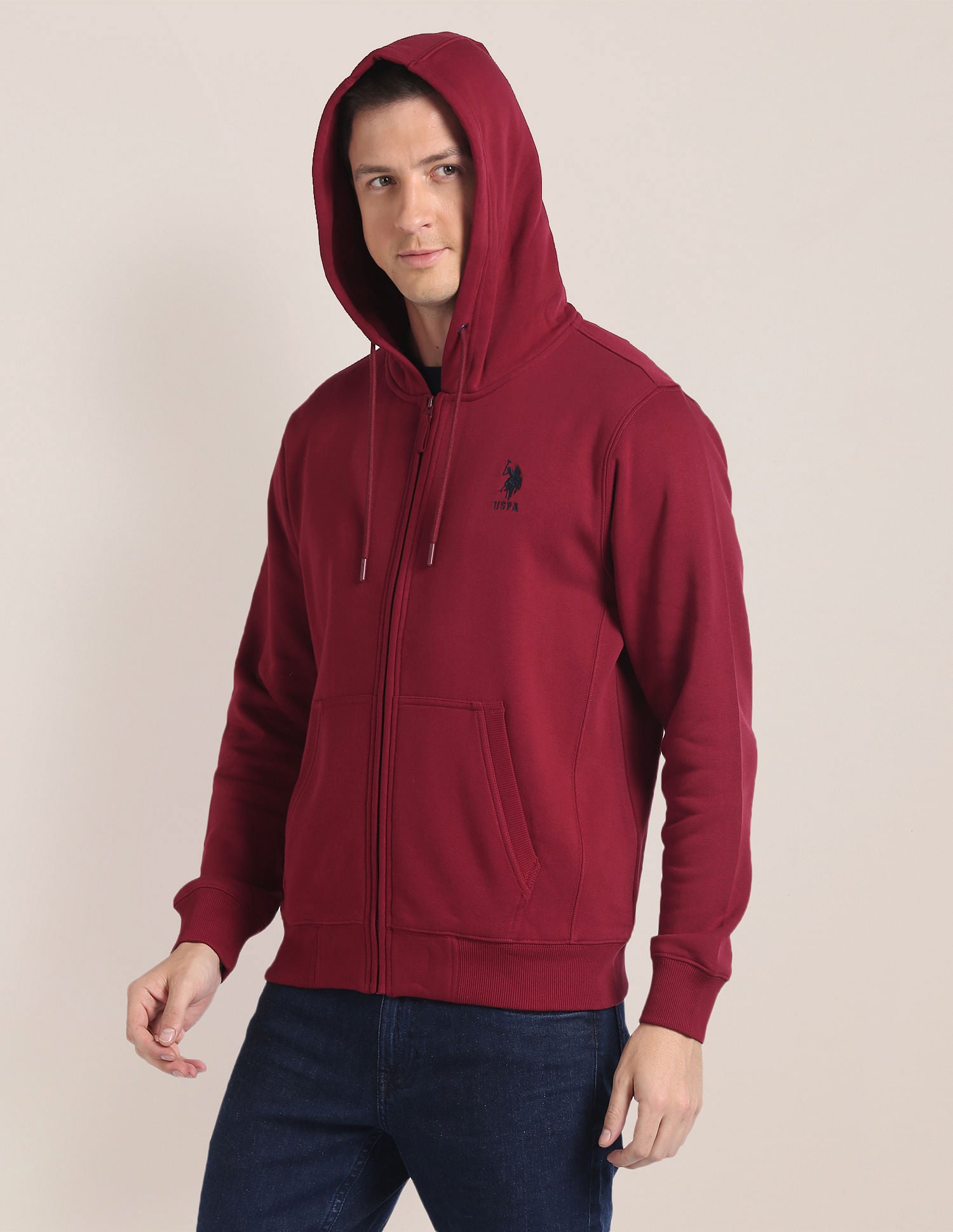 Solid Hooded Sweatshirt Maroon - U.S. POLO ASSN. | Large