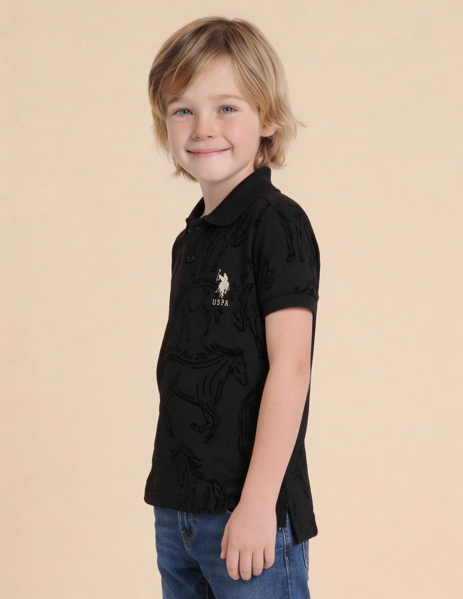 Graphic Printed Regular Fit Polo Shirt Black - U.S. Polo Assn. India | Large