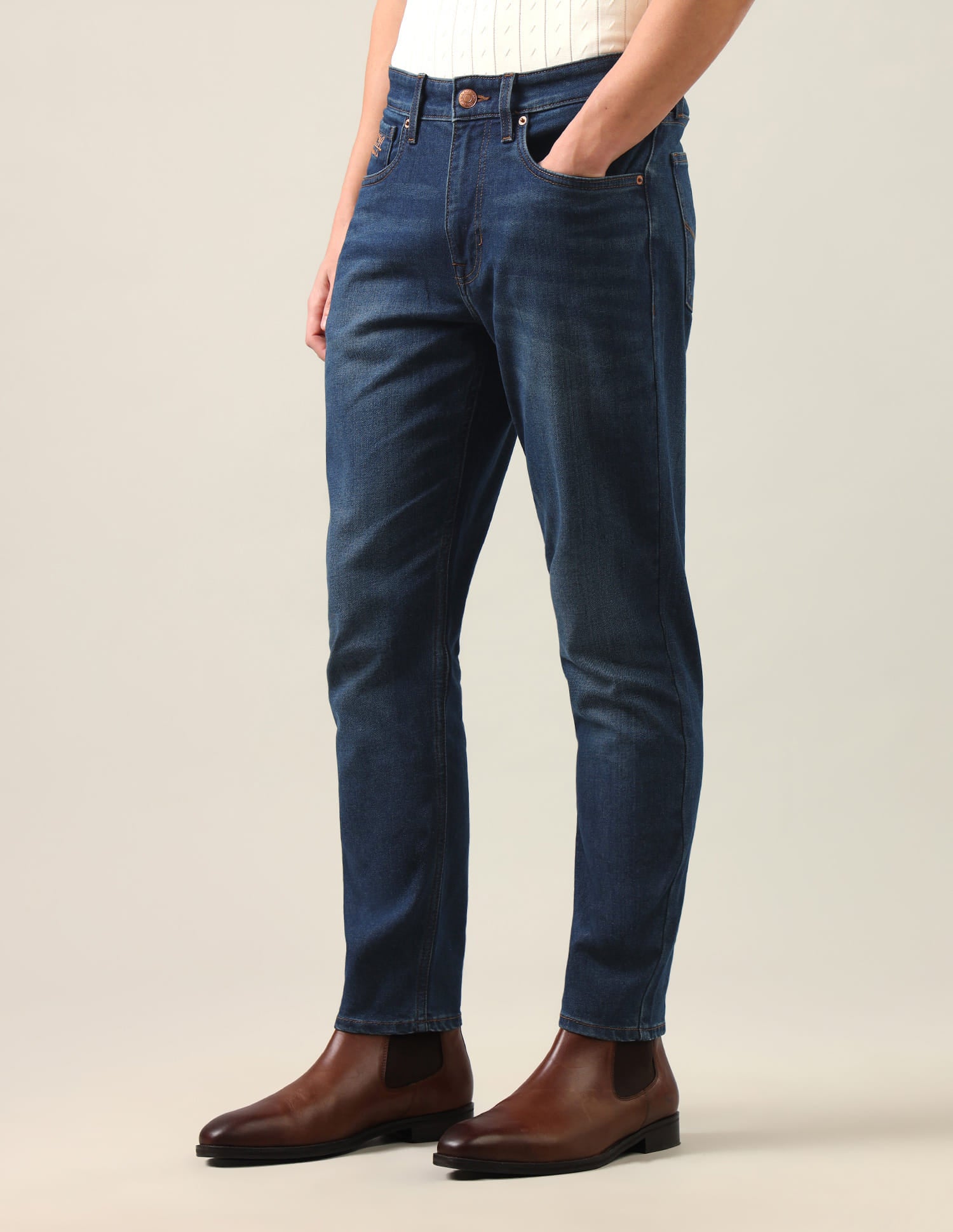 Cole Comfort Cropped Fit Blue Jeans Blue - U.S. Polo Assn. India | Large