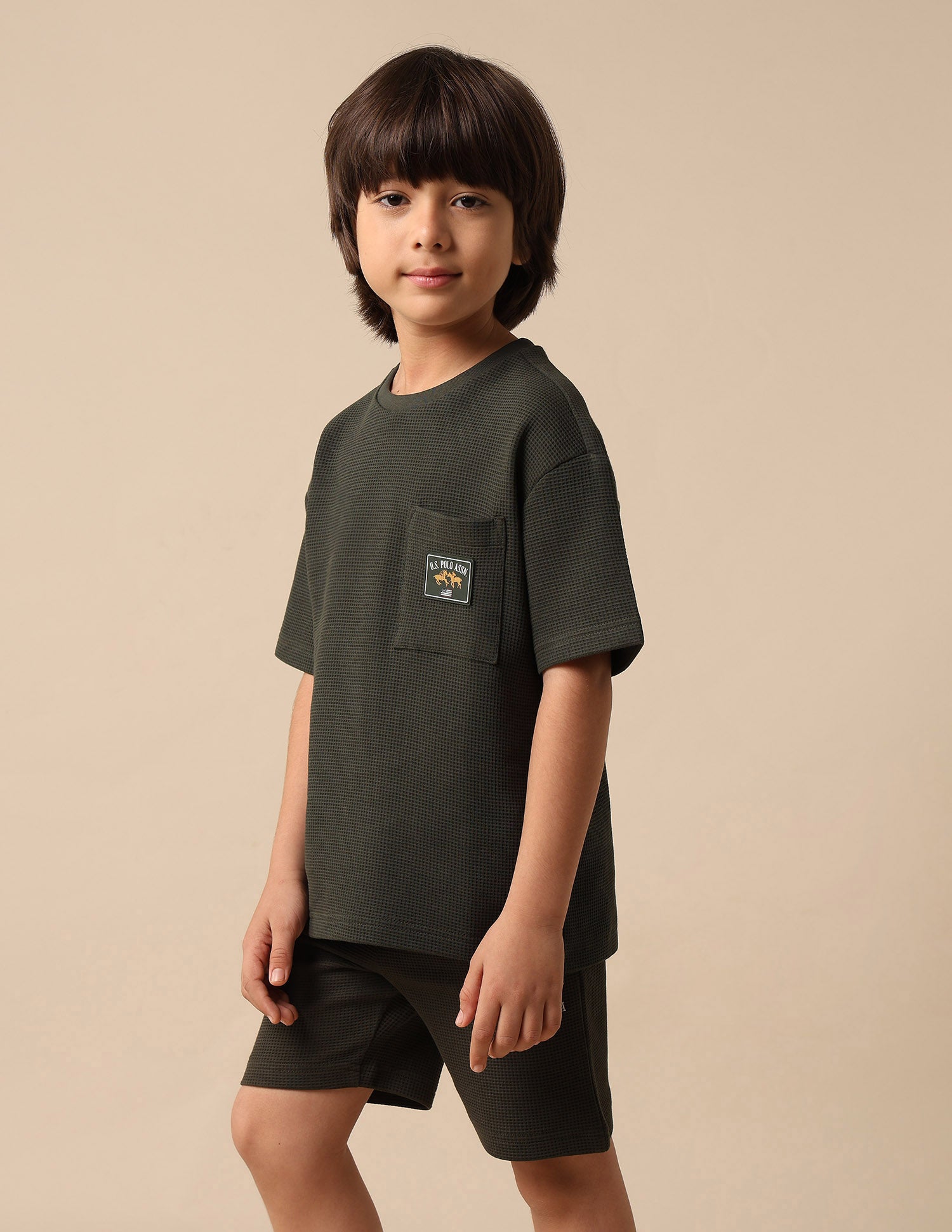 Boys Textured Boxy Fit T Shirt Olive - U.S. POLO ASSN. | Large