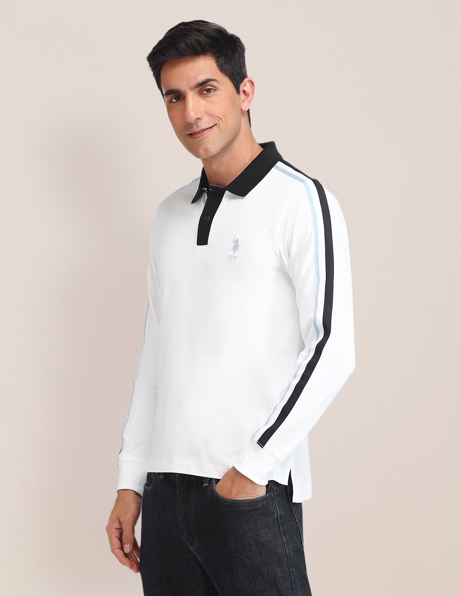 Solid Pattern Slim Fit Polo Shirt White - U.S. POLO ASSN. | Large