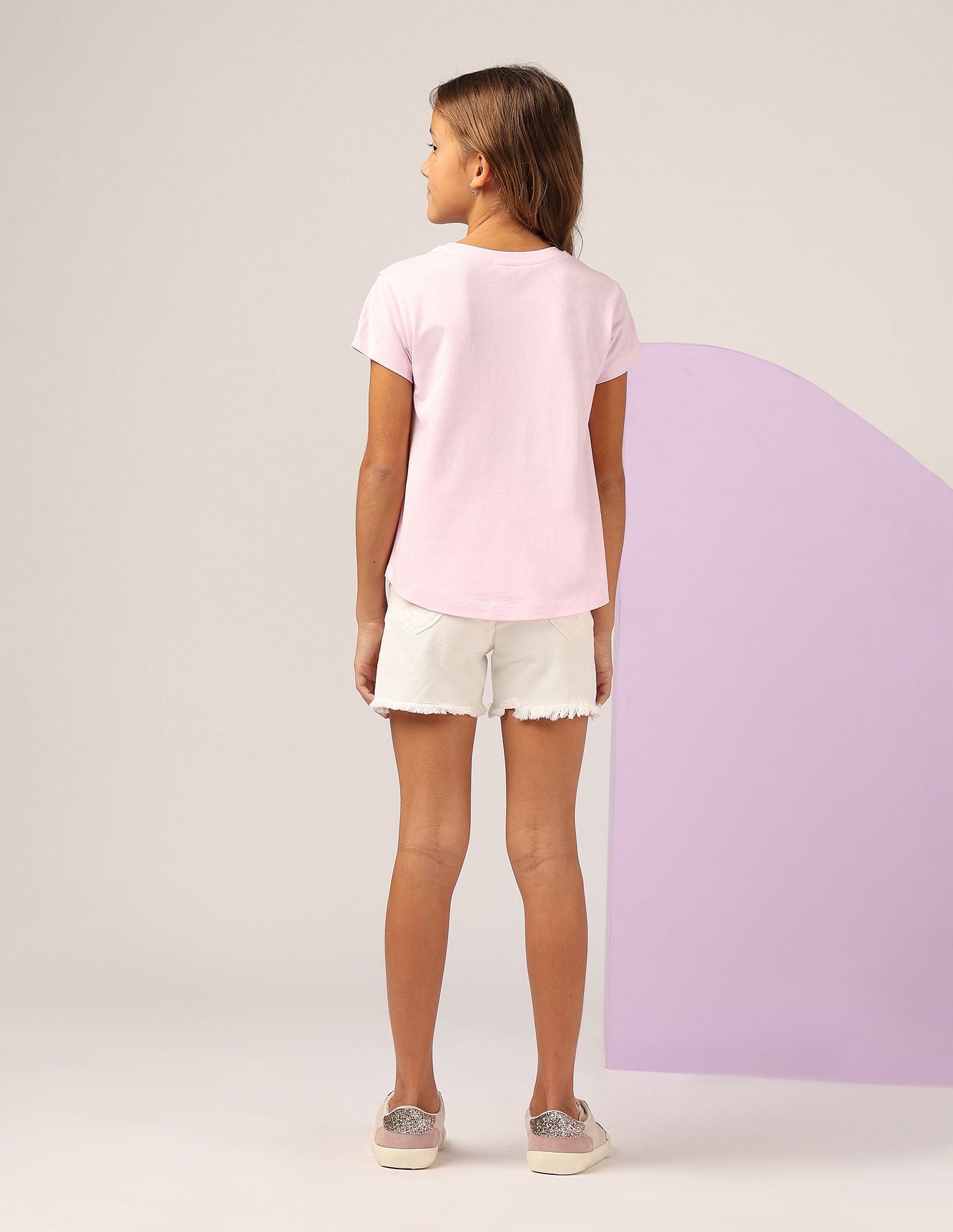 Girls Glitter Relaxed Fit T-Shirt Pink - U.S. POLO ASSN. | Large