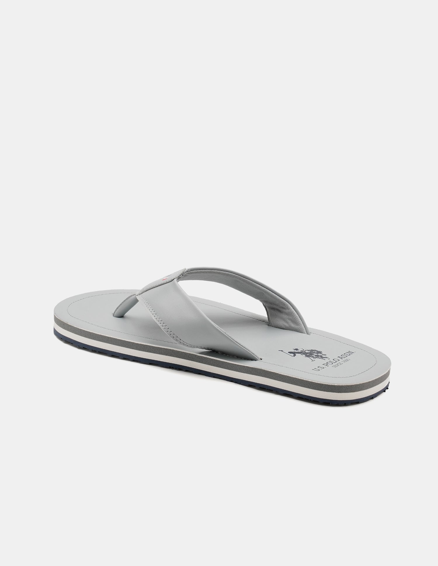 Men Nesta Striped Flip Flops Light Grey - U.S. Polo Assn. India | Large