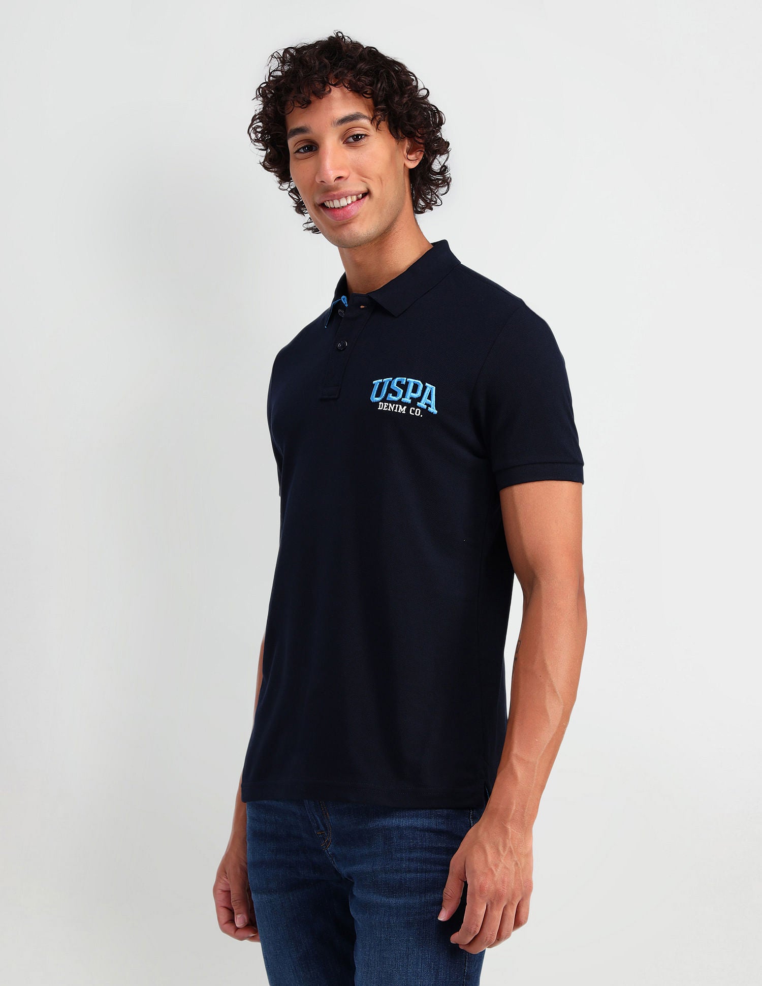 Muscle Fit Pure Cotton Polo Shirt Navy - U.S. Polo Assn. India | Large