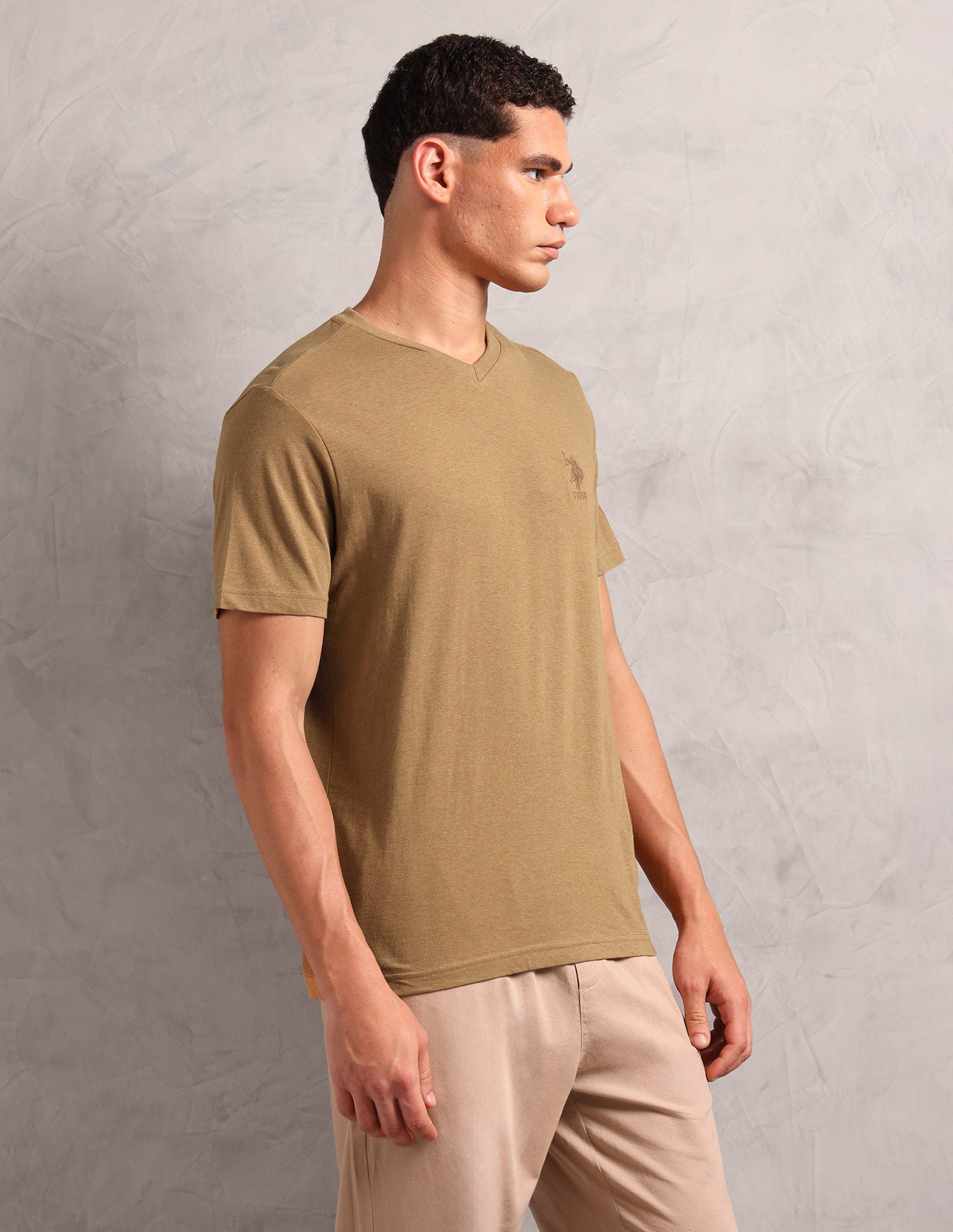 Breathable Comfort Fit I638 Lounge T-Shirt - Pack Of 1 Mustard Melange - U.S. POLO ASSN. | Large