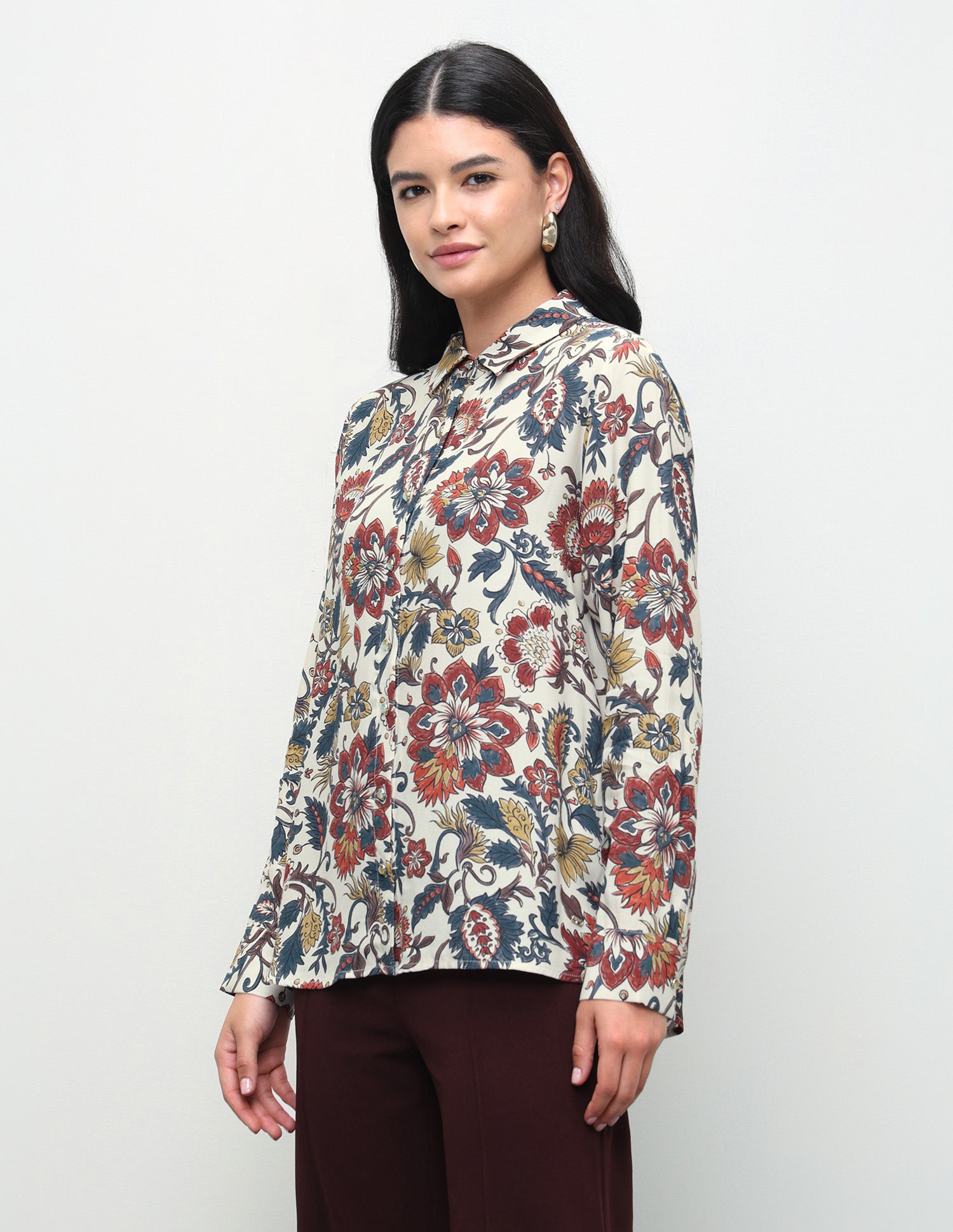 Floral Printed Regular Fit Shirt White - U.S. Polo Assn. India | Large