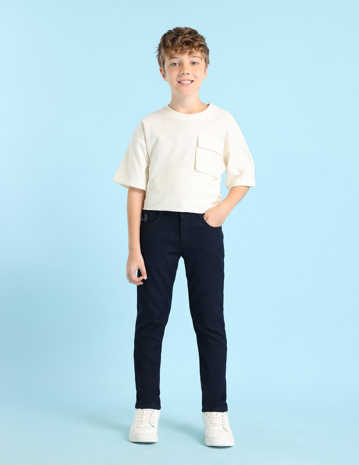 Boys Mid Rise Relaxed Fit Jeans Navy Blue - U.S. POLO ASSN. | Large