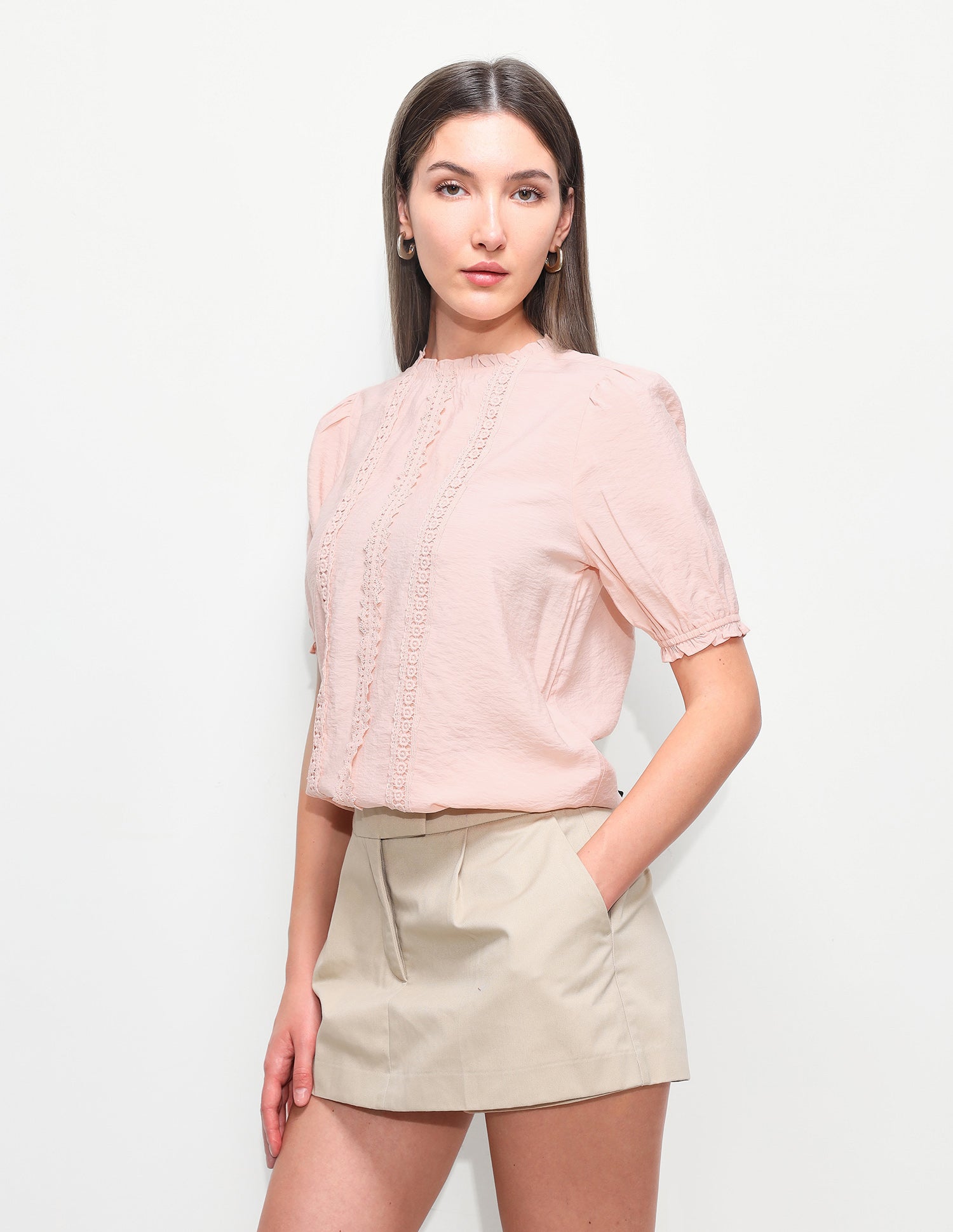 Solid Lace Regular Fit Top Light Pink - U.S. Polo Assn. India | Large