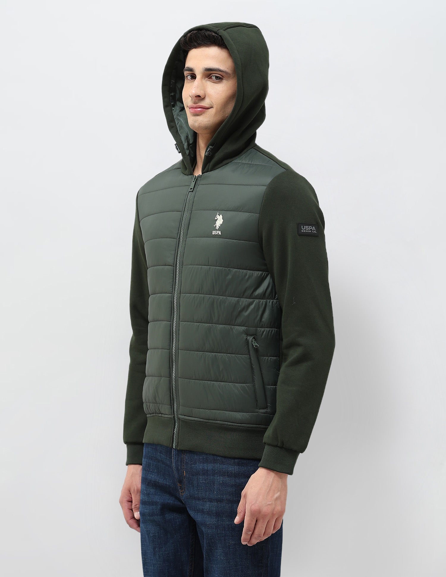 Solid Regular Fit Puffer Jacket Olive - U.S. POLO ASSN. | Large