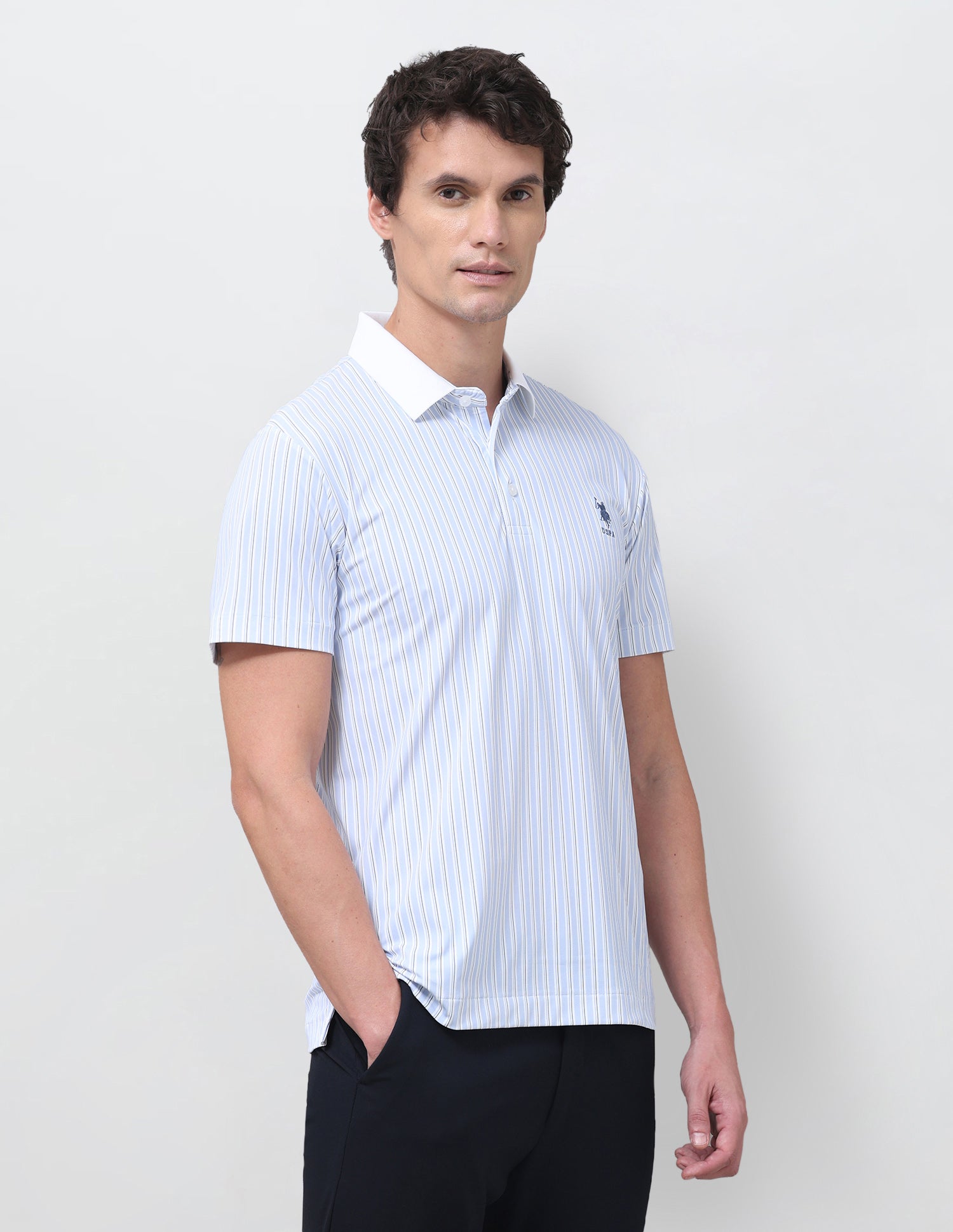 Vertical Striped Slim Fit Polo Shirt Blue - U.S. Polo Assn. India | Large