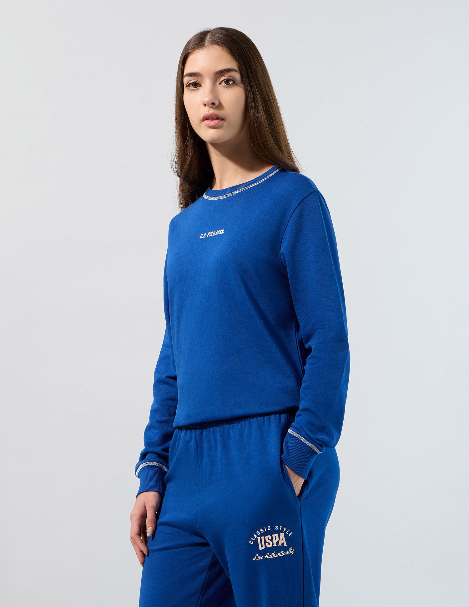 Regular Fit Solid Sweatshirt Bright Blue - U.S. POLO ASSN. | Large