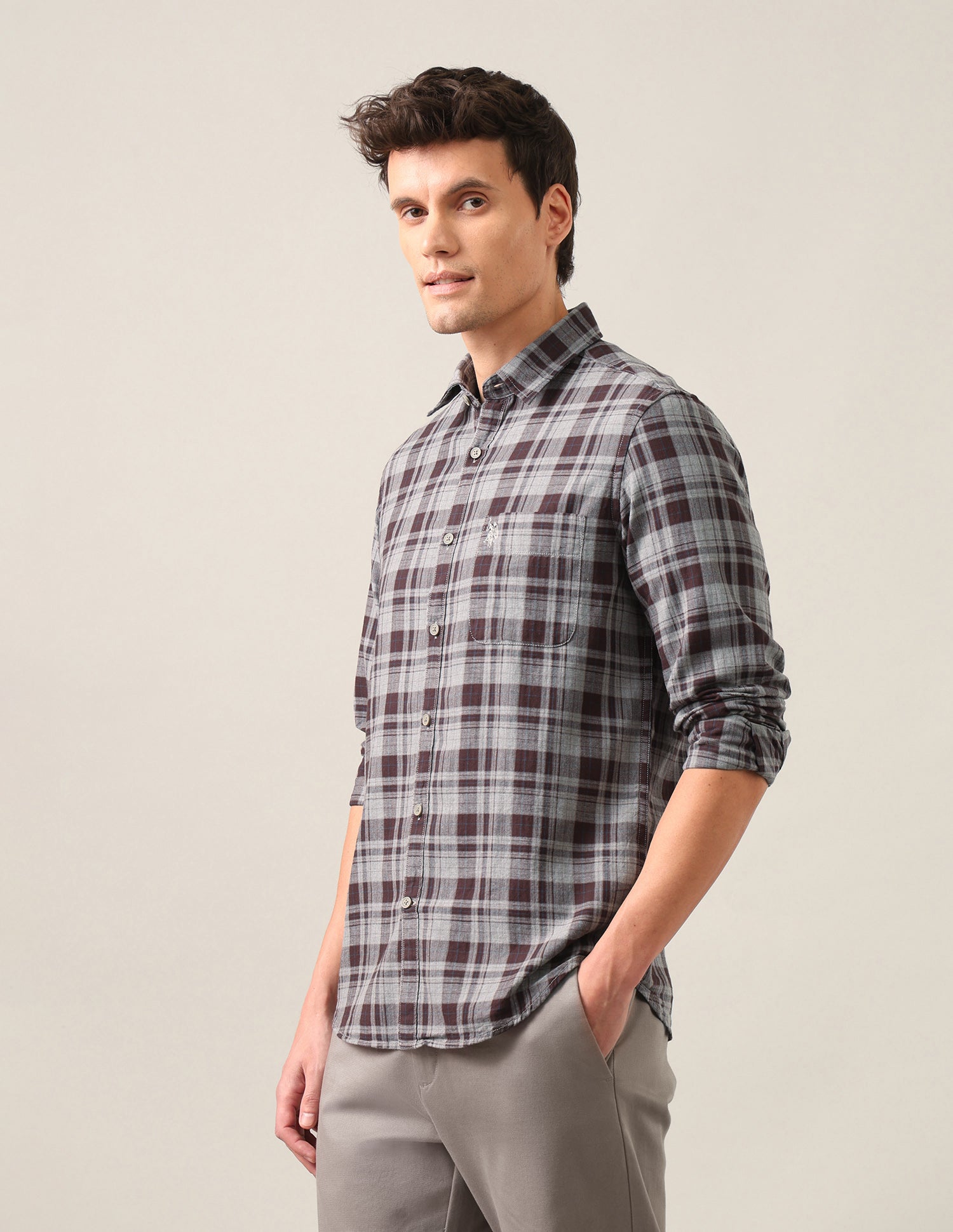 Tartan Checked Twill Shirt Brown - U.S. Polo Assn. India | Large