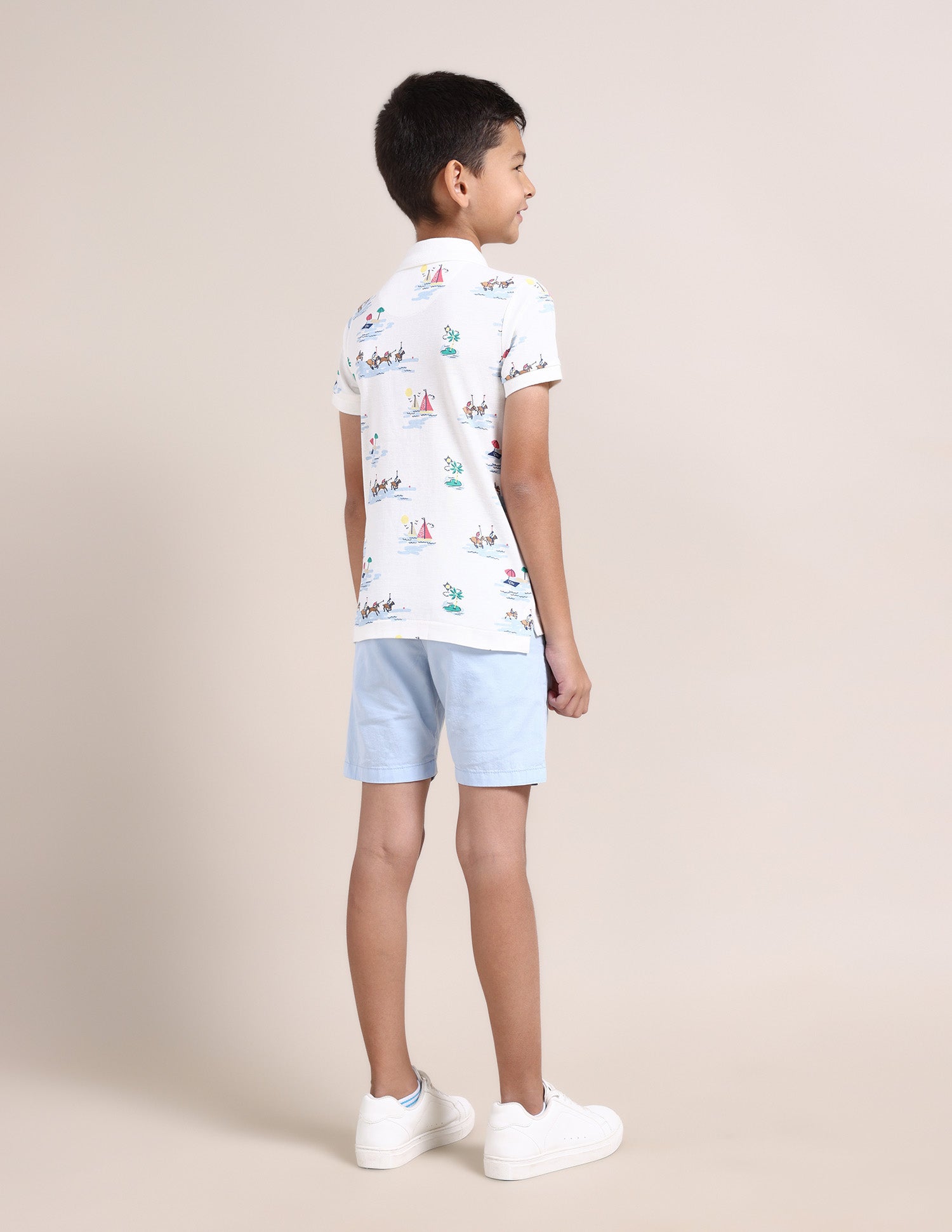 Boys Graphic Print Polo Shirt Off White - U.S. POLO ASSN. | Large