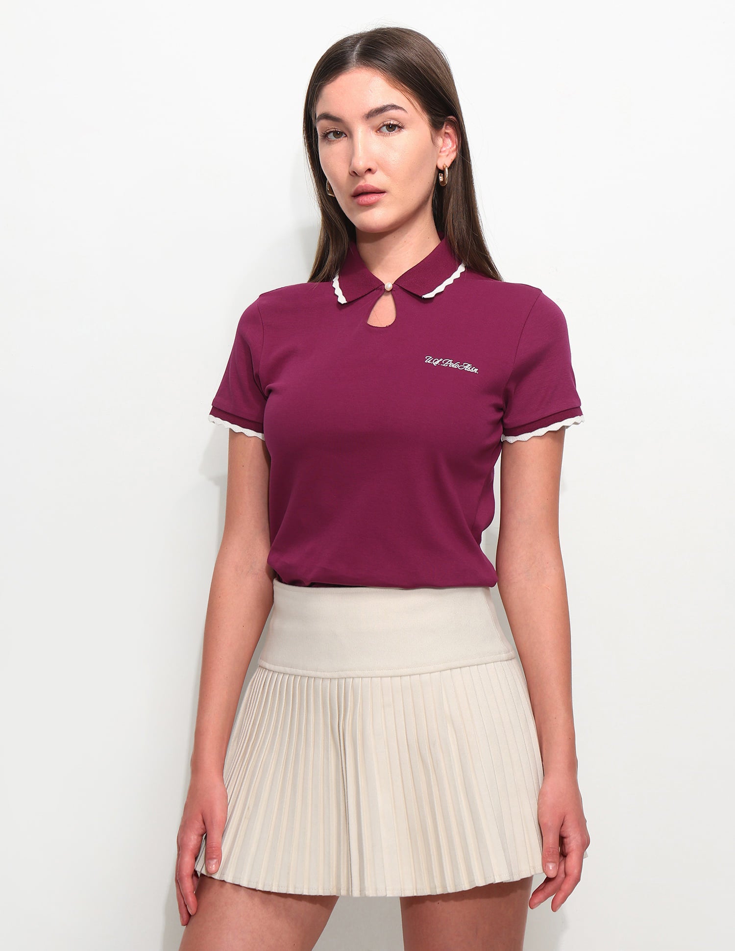 Regular Fit Solid Polo Shirt Wine - U.S. Polo Assn. India | Large