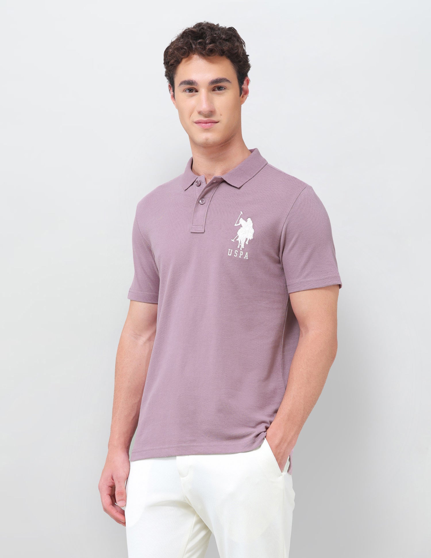 Solid Slim Fit Polo Shirt Dark Pink - U.S. Polo Assn. India | Large