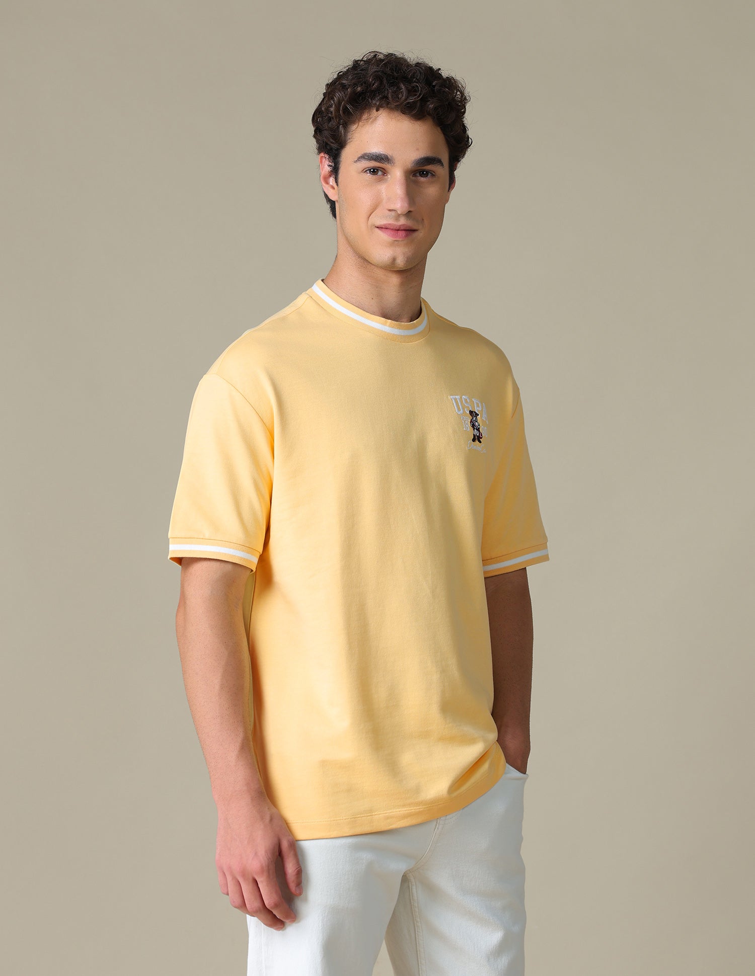 Relaxed Fit Solid T-Shirt Light Yellow - U.S. Polo Assn. India | Large