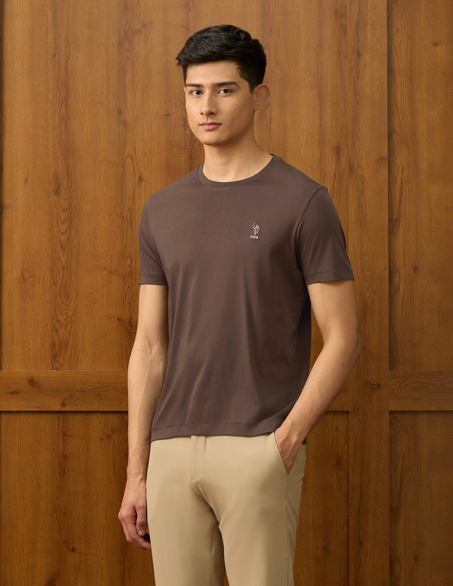 Solid Varsity T Shirt Dark Brown - U.S. POLO ASSN. | Large