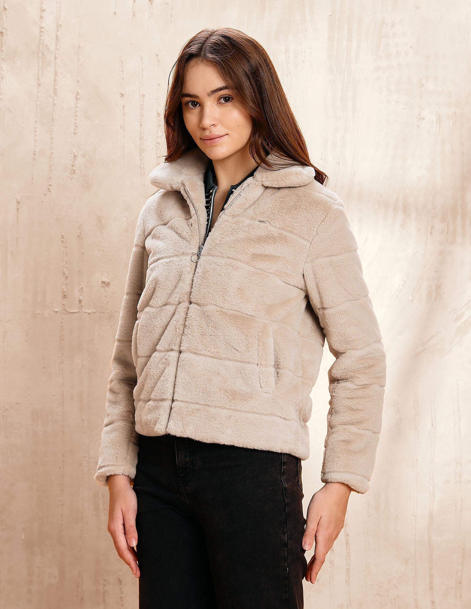 Solid Regular Fit Jacket Beige - U.S. POLO ASSN. | Large