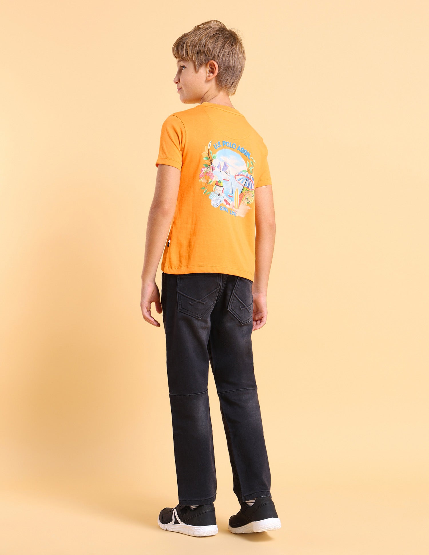 Boys Graphic Printed Regular Fit T-Shirt Orange - U.S. POLO ASSN. | Large