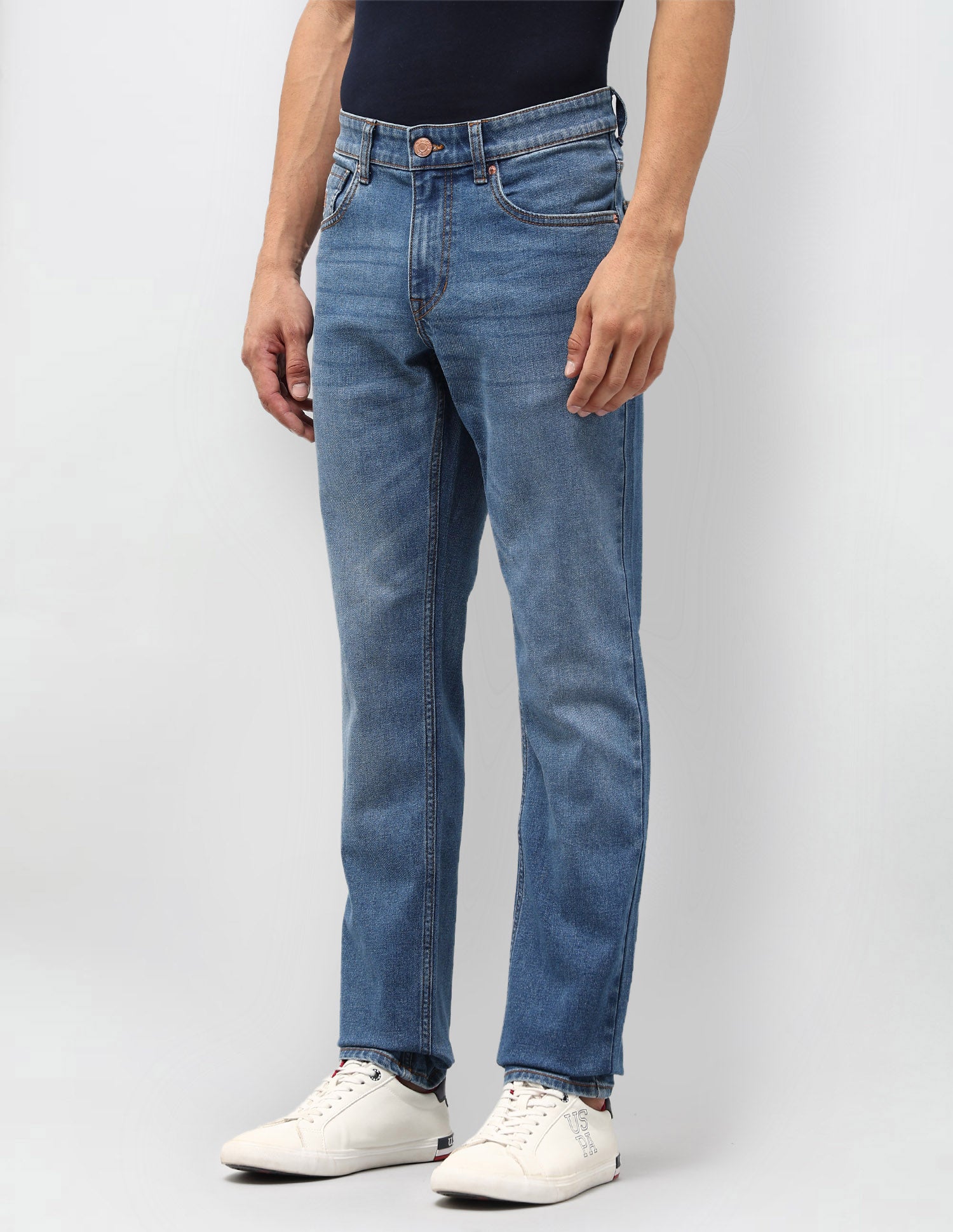 Brandon Slim Tapered Fit Blue Jeans Medium Indigo - U.S. POLO ASSN. | Large