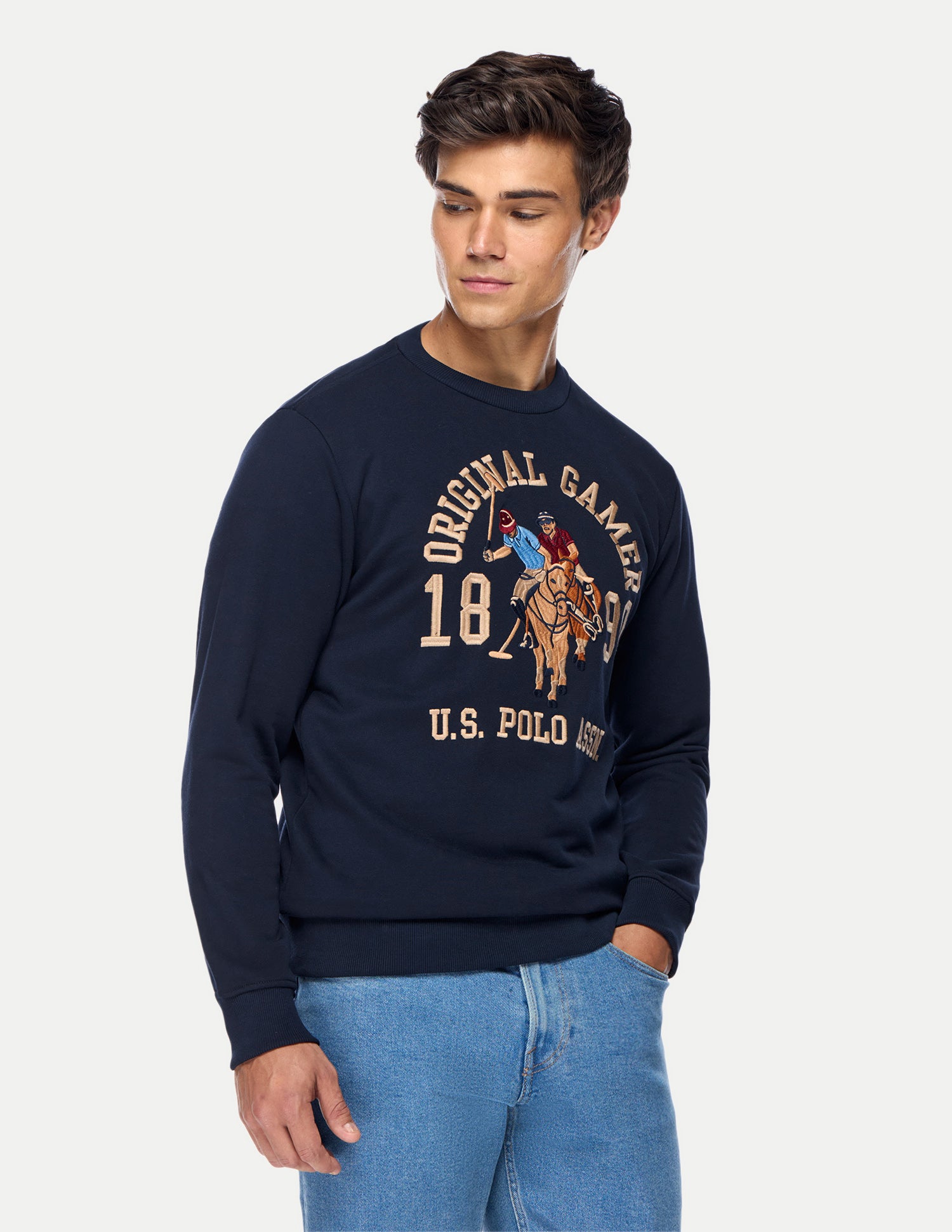 Graphic Brand Printed Regular Fit Sweatshirt Dark Blue - U.S. Polo Assn. India | Large