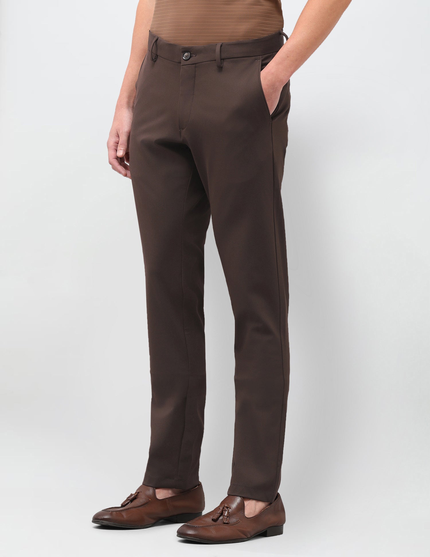 Knitted Denver Slim Fit Trousers Brown - U.S. Polo Assn. India | Large