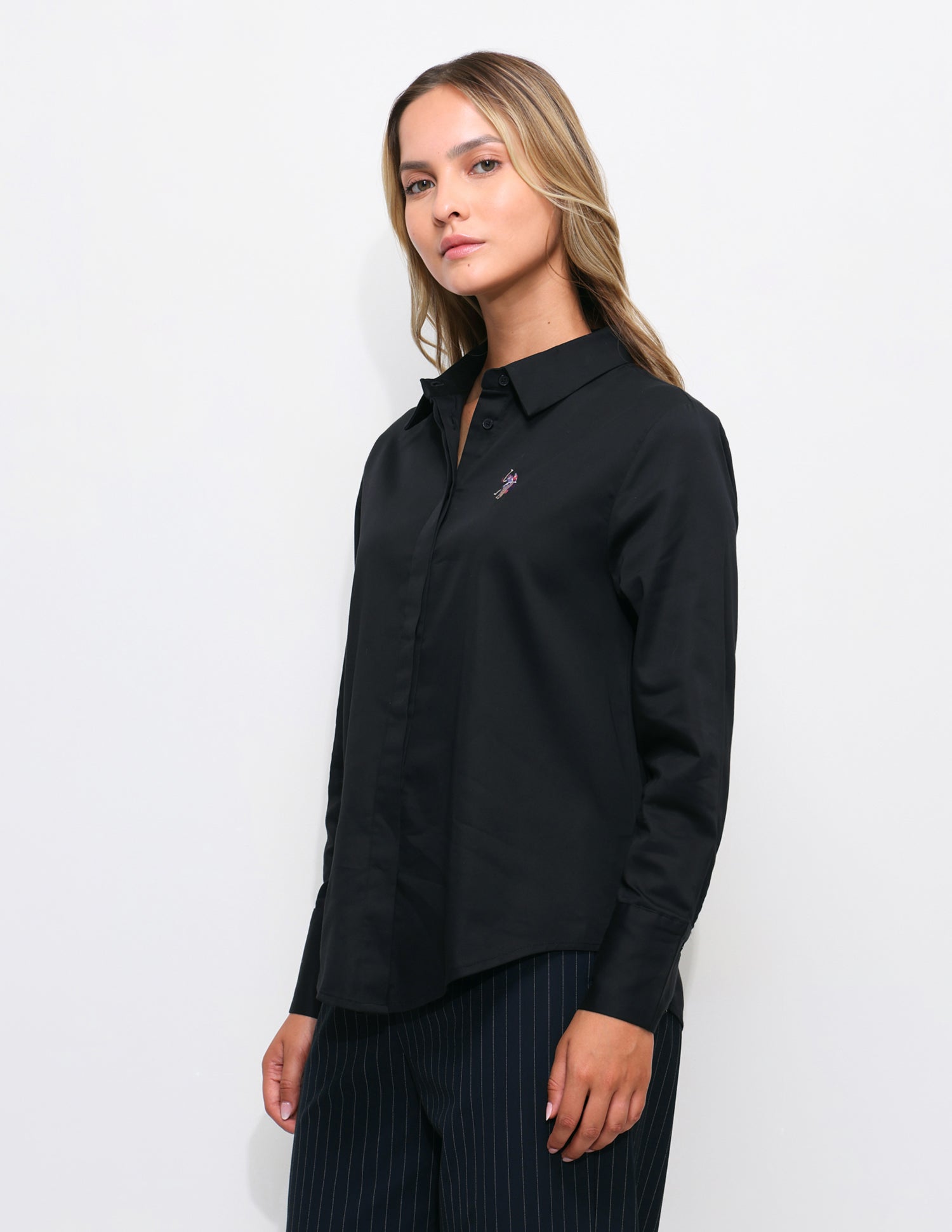 Regular Fit Solid Shirt Black - U.S. Polo Assn. India | Large