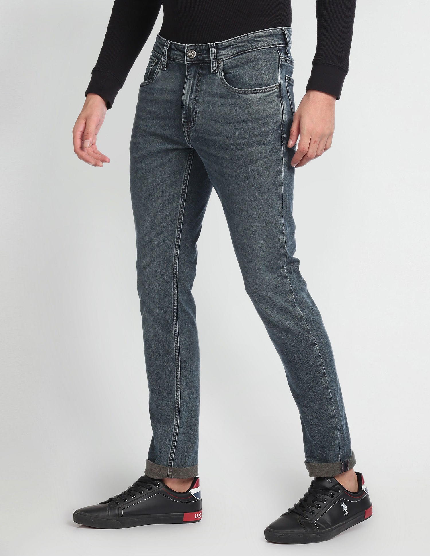 Brandon Slim Tapered Fit Blue Jeans Blue - U.S. POLO ASSN. | Large